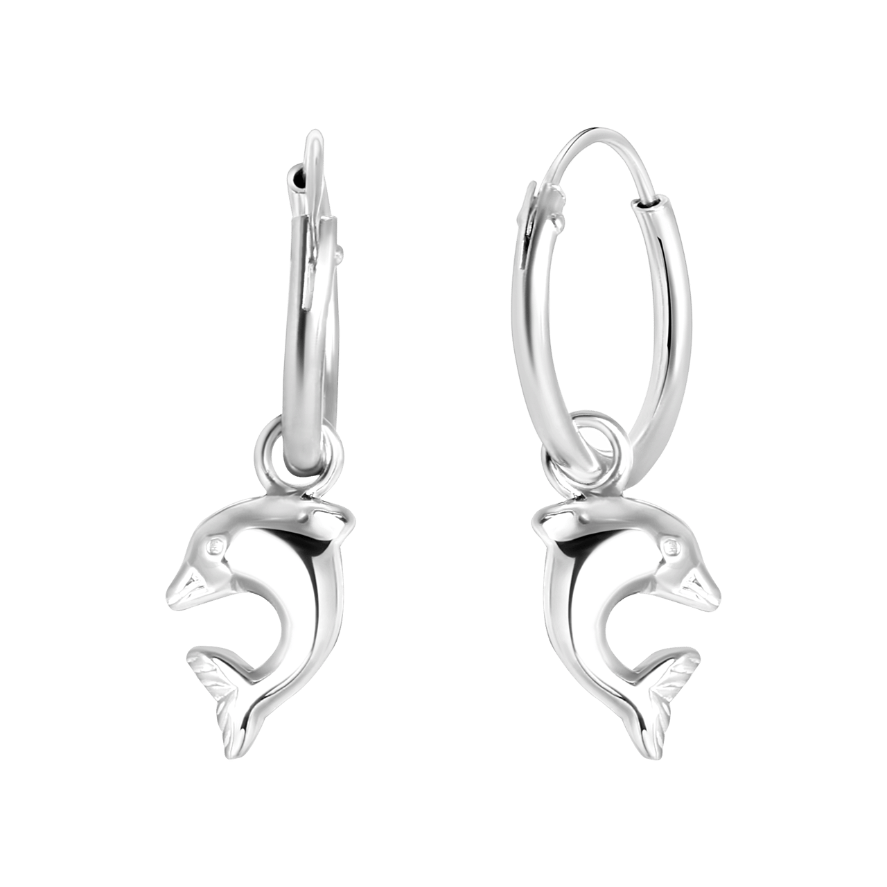 Kinderohrringe, 925 Silber, mit Anhänger, Delfin