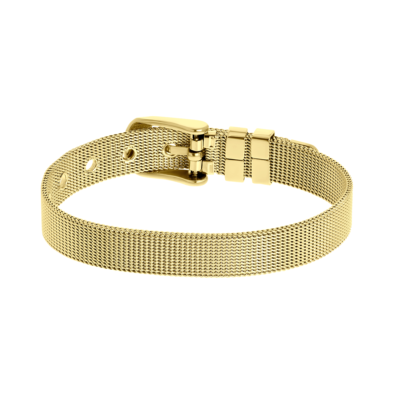 Stainless steel goldplated armband met riemsluiting