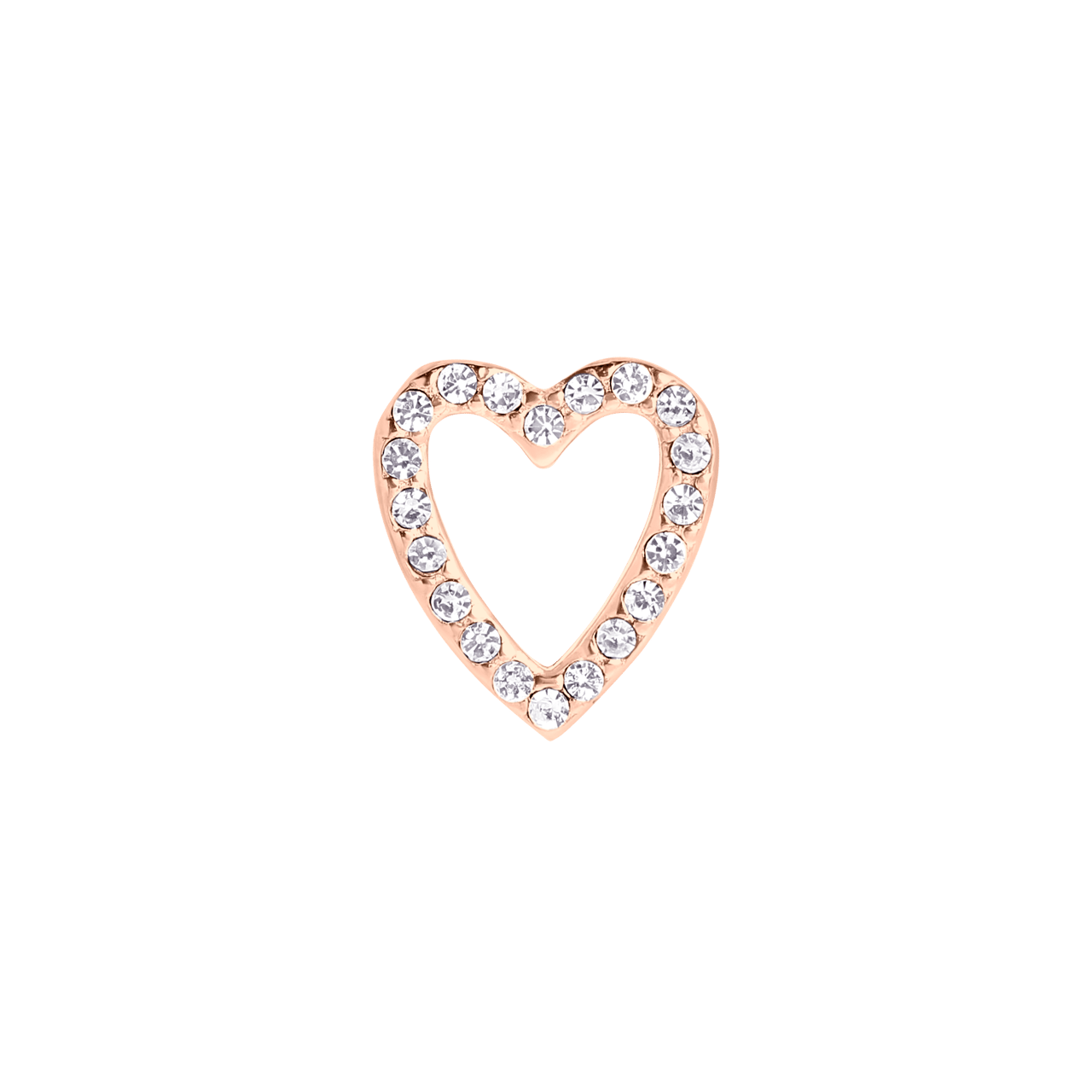 Stainless steel roséplated mesh slider hart voor dames