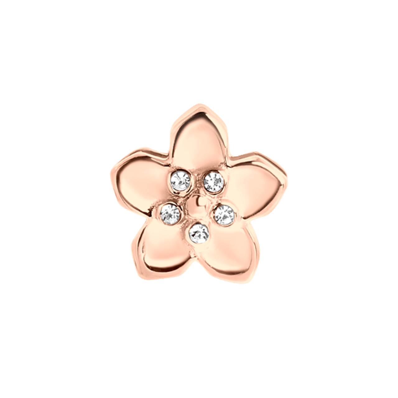 Stainless steel roséplated mesh slider bloem voor dames