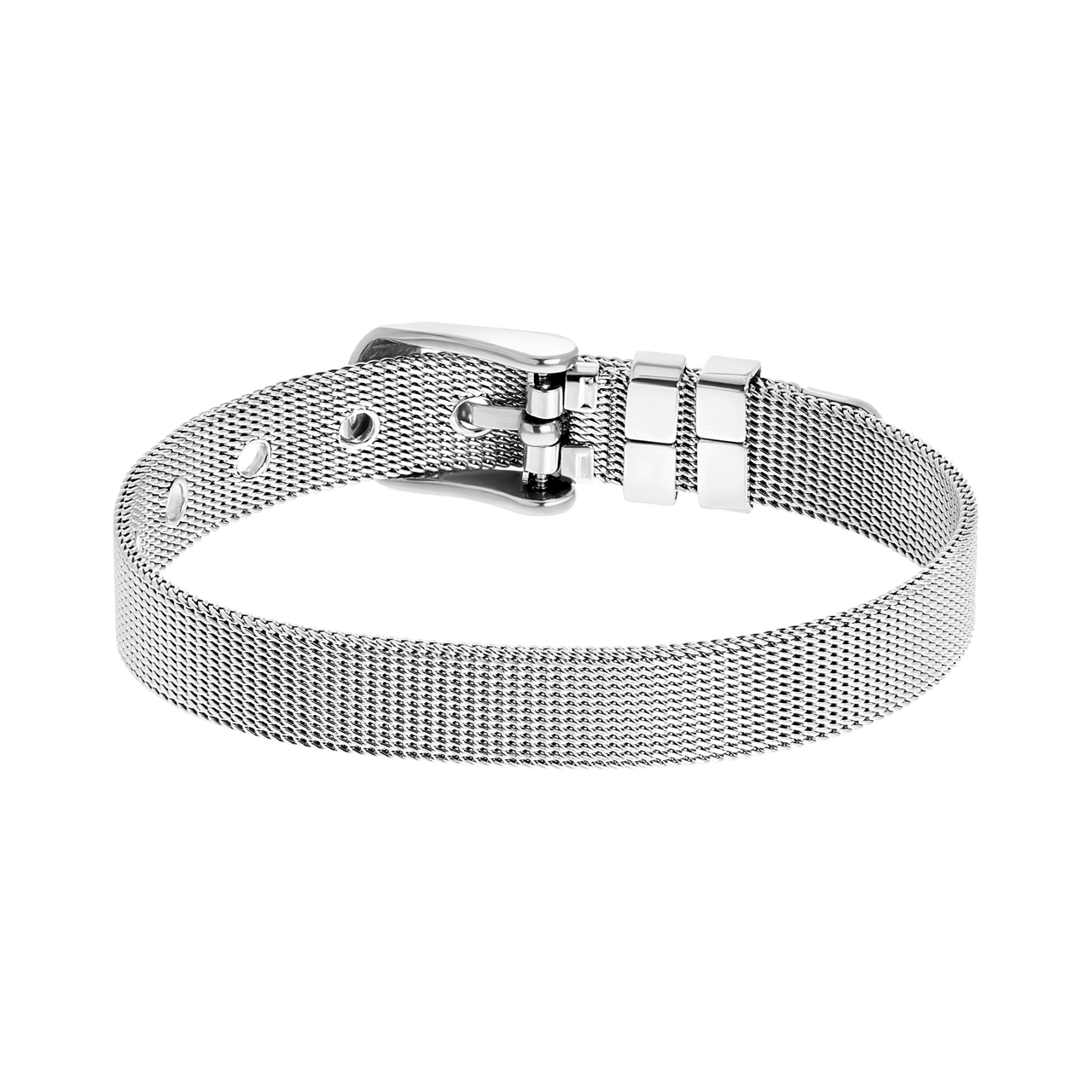 Stainless steel mesh armband met riemsluiting