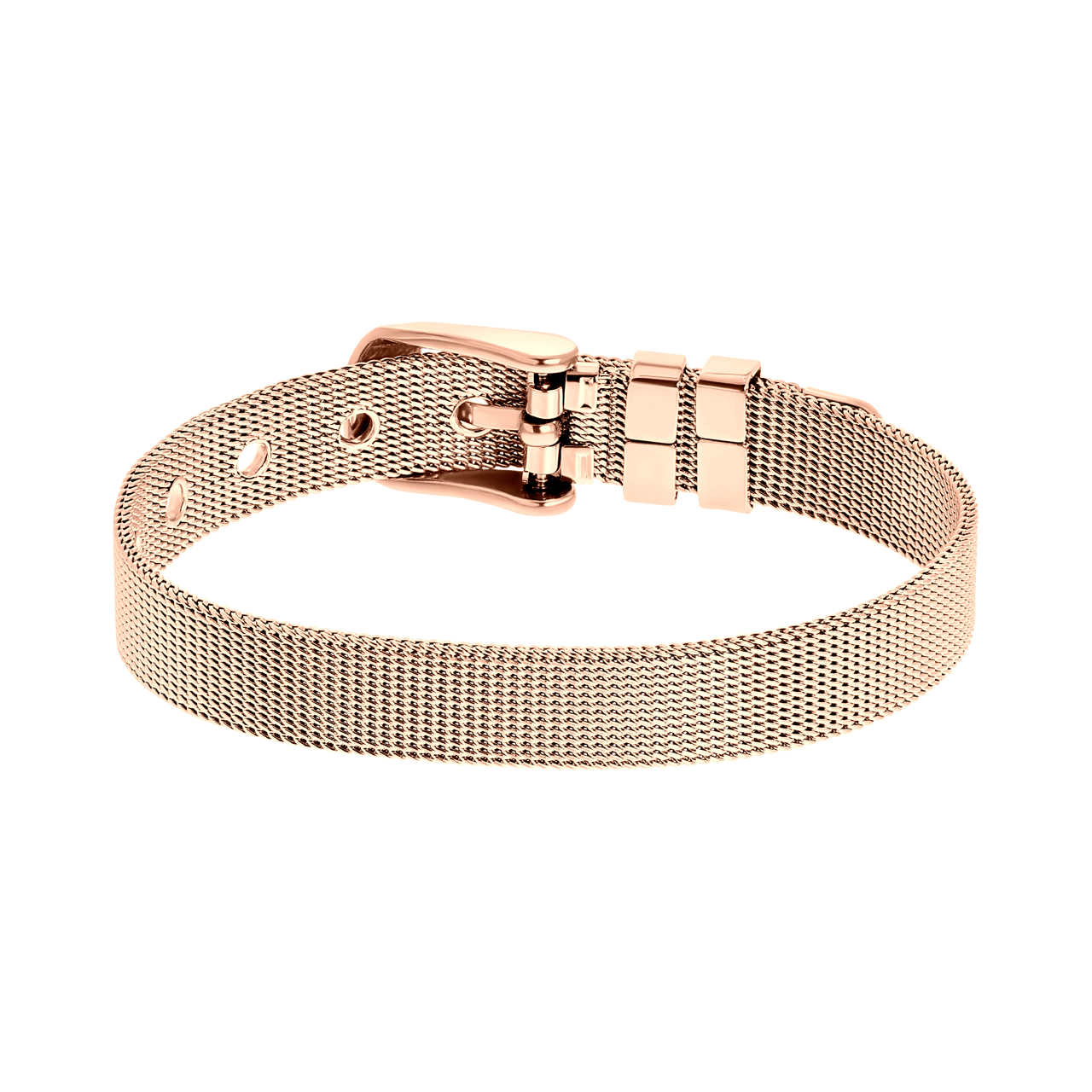 Stainless steel roseplated armband met riemsluiting
