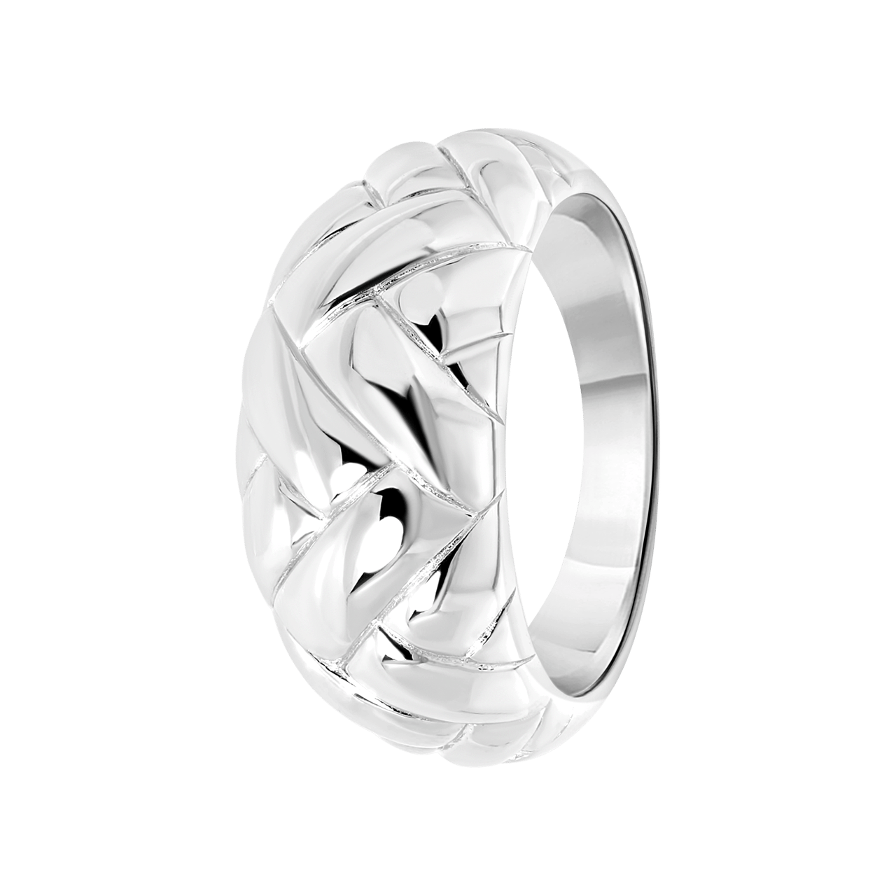 Zilveren ring vlecht
