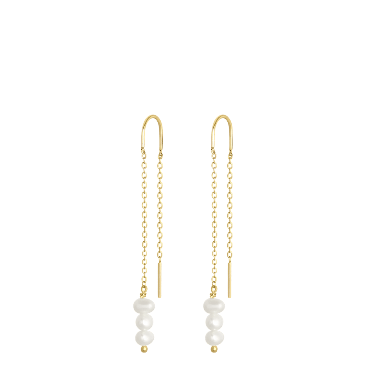 Zilveren goldplated oorhangers met parel voor dames