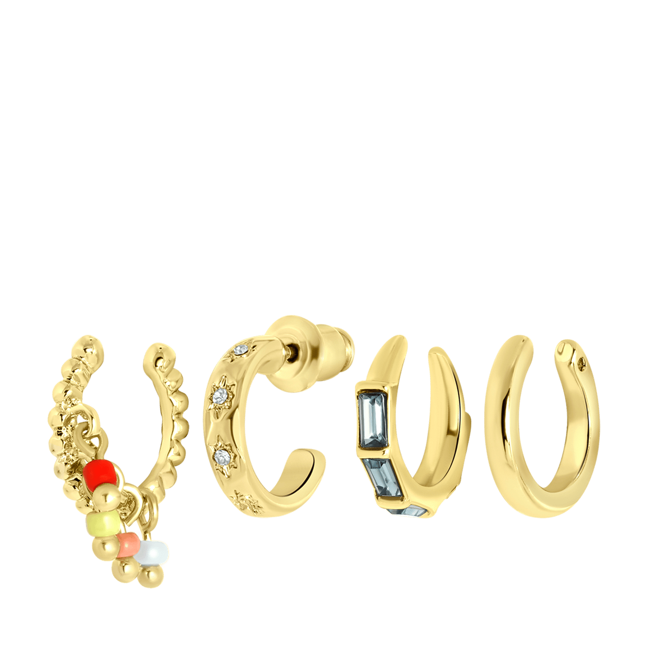 Goudkleurige bijoux oorbellen set met earcuffs