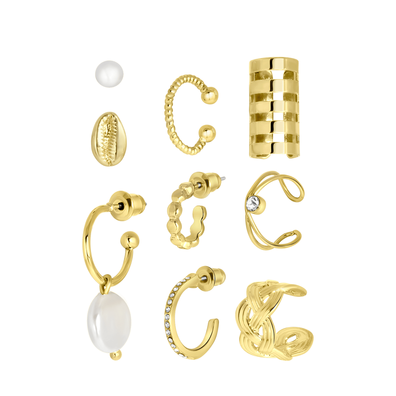 Goldfarbene Bijoux-Ohrringe im Set, mit Ohrklemmen