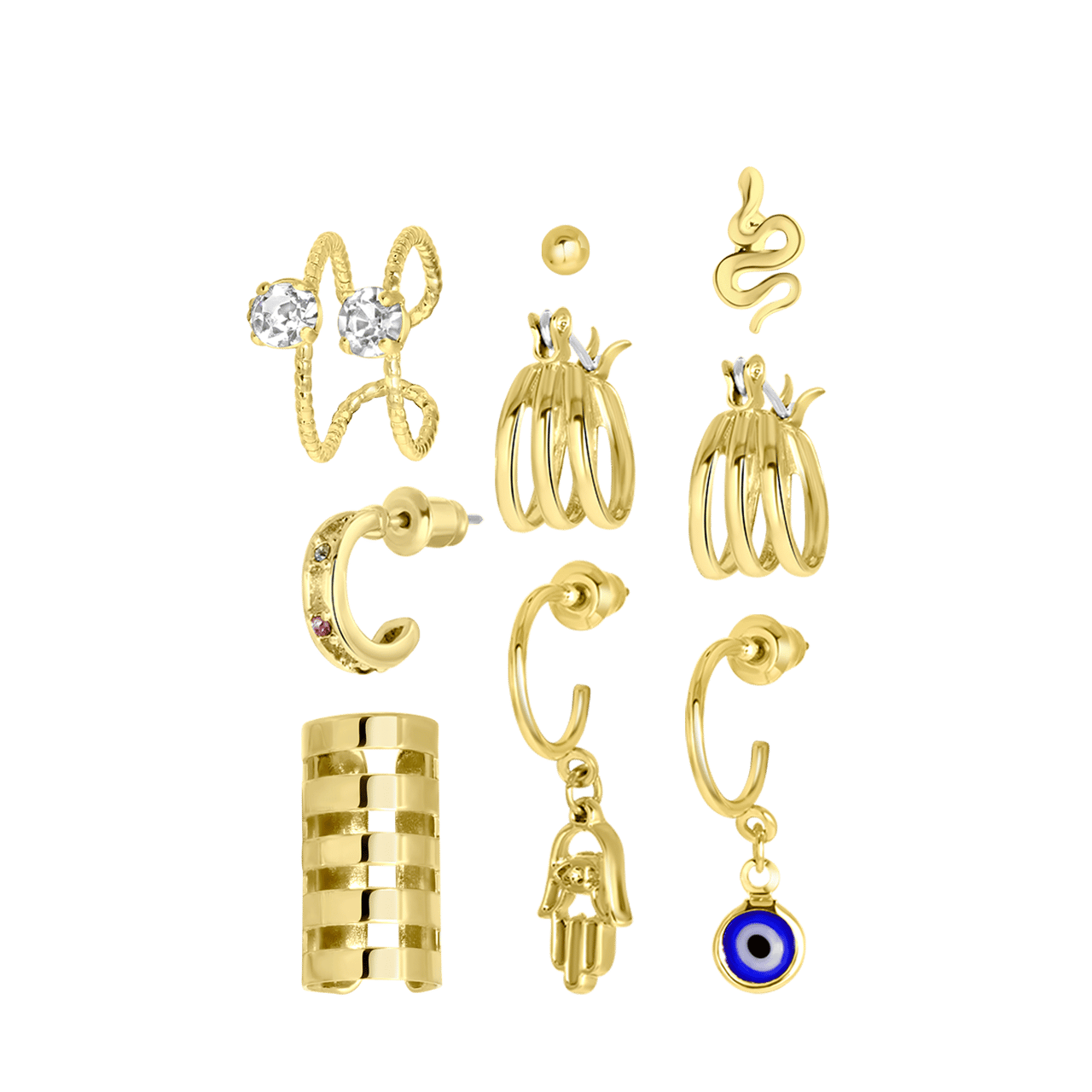 Goldfarbene Bijoux-Ohrringe im Set, mit Ohrklemmen