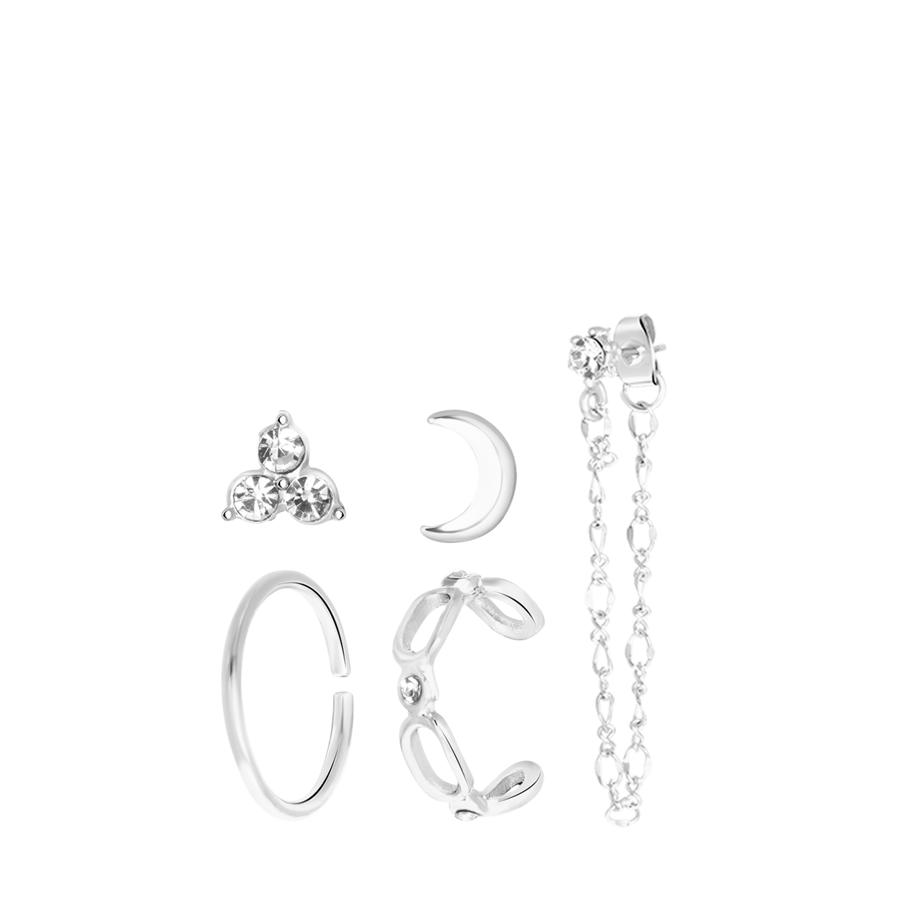 Bijoux zilverkleurige oorbellenset voor dames