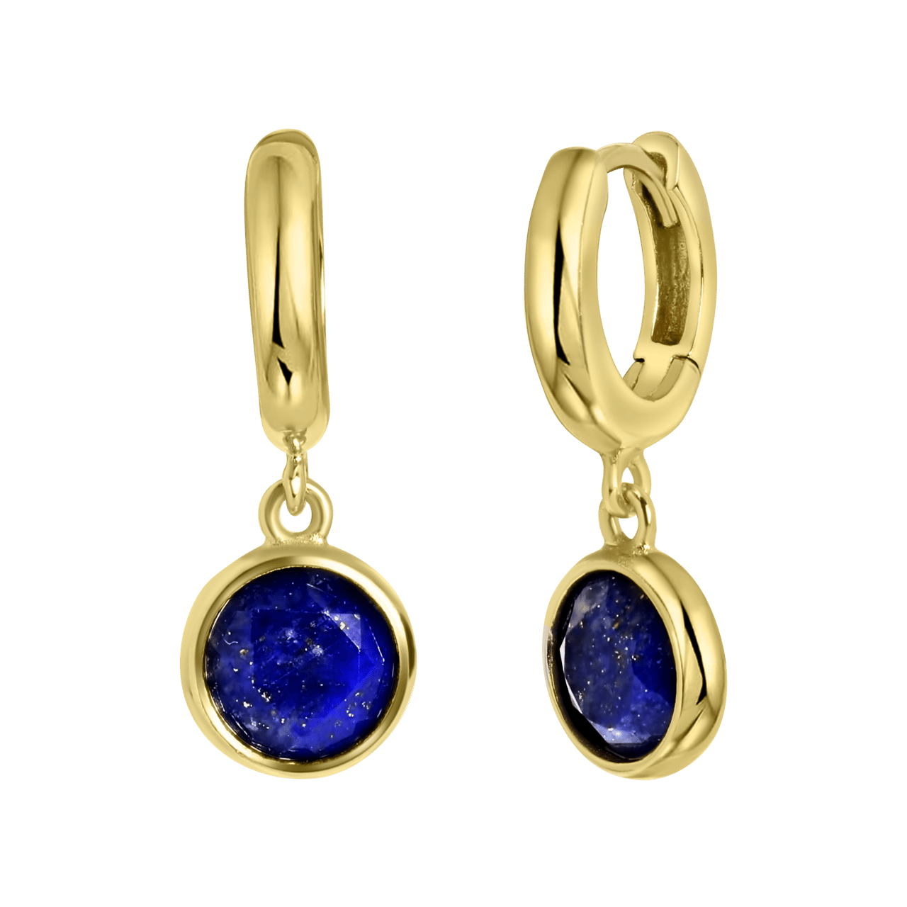 Zilveren goldplated oorringen met lapis lazuli voor dames