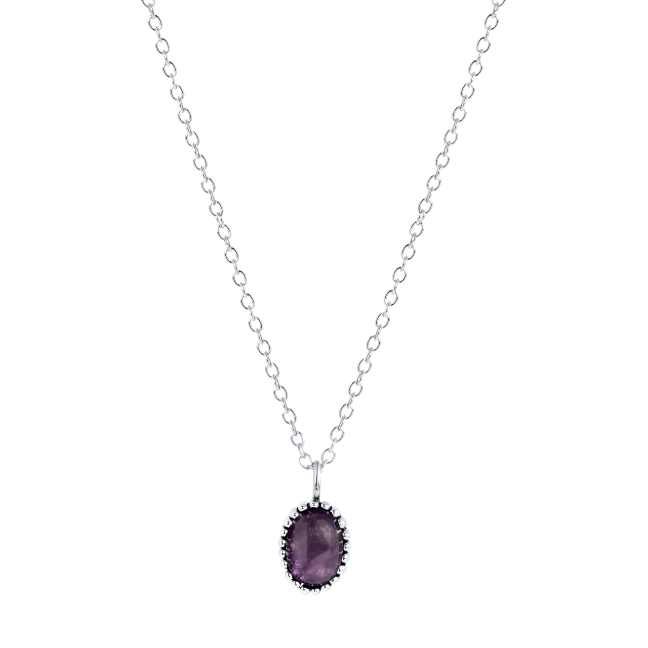 Zilveren ketting met hanger Gemstone amethyst