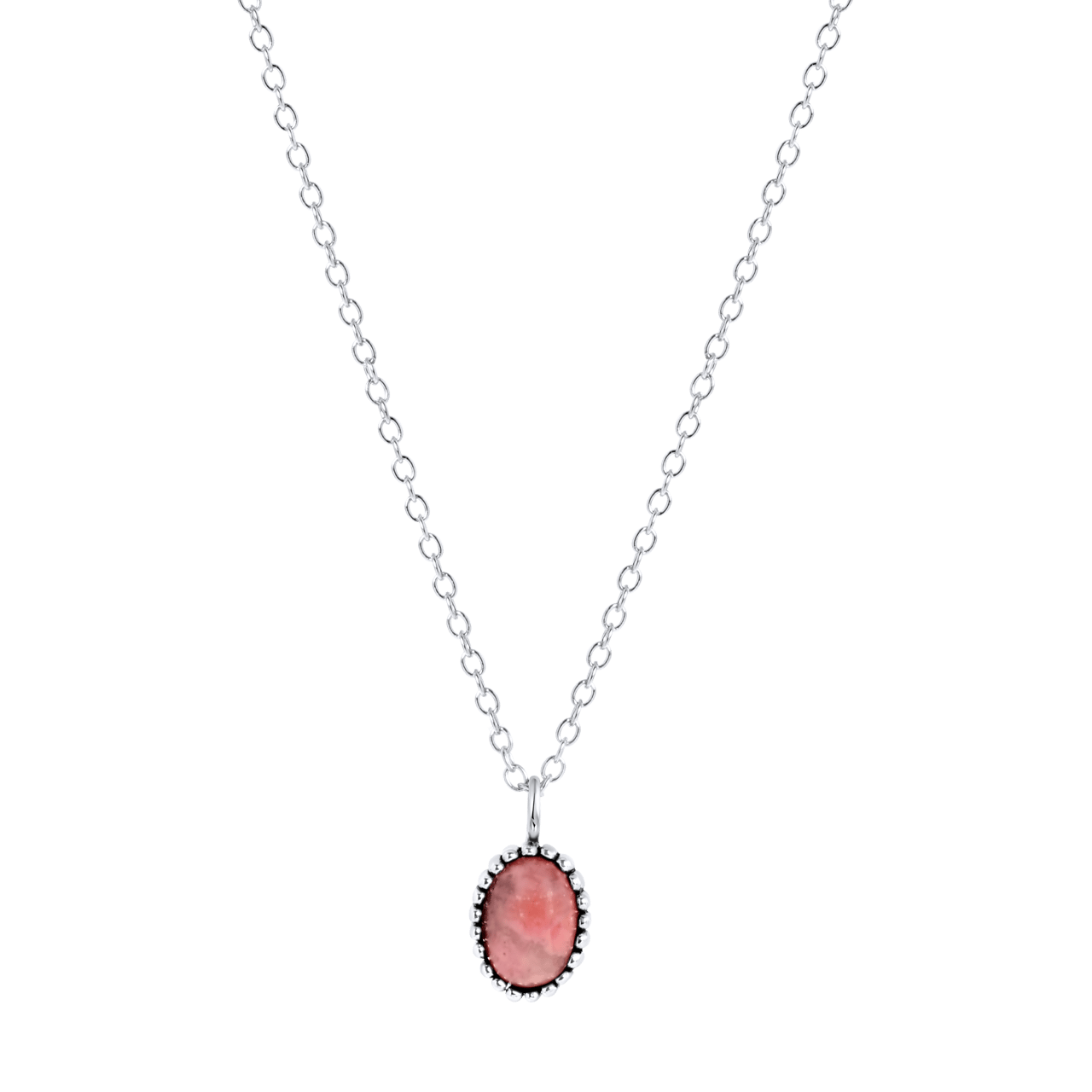 Zilveren ketting met hanger Gemstone rhodonite