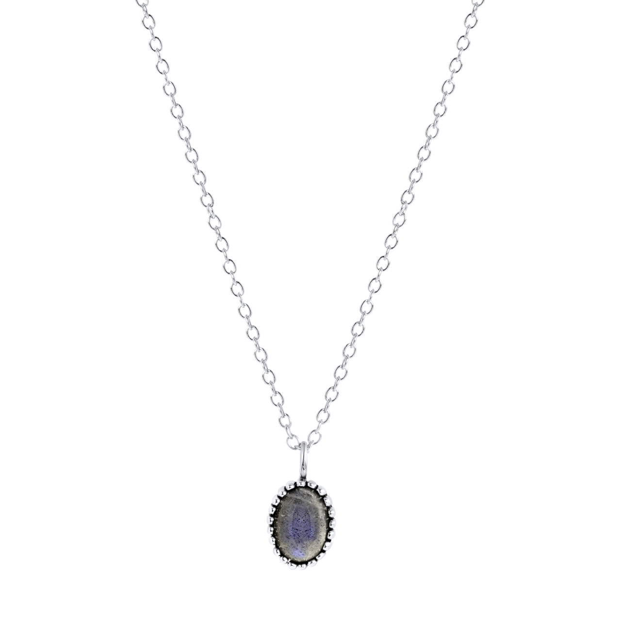 Halskette, 925 Silber, mit Anhänger, Edelstein, Labradorit