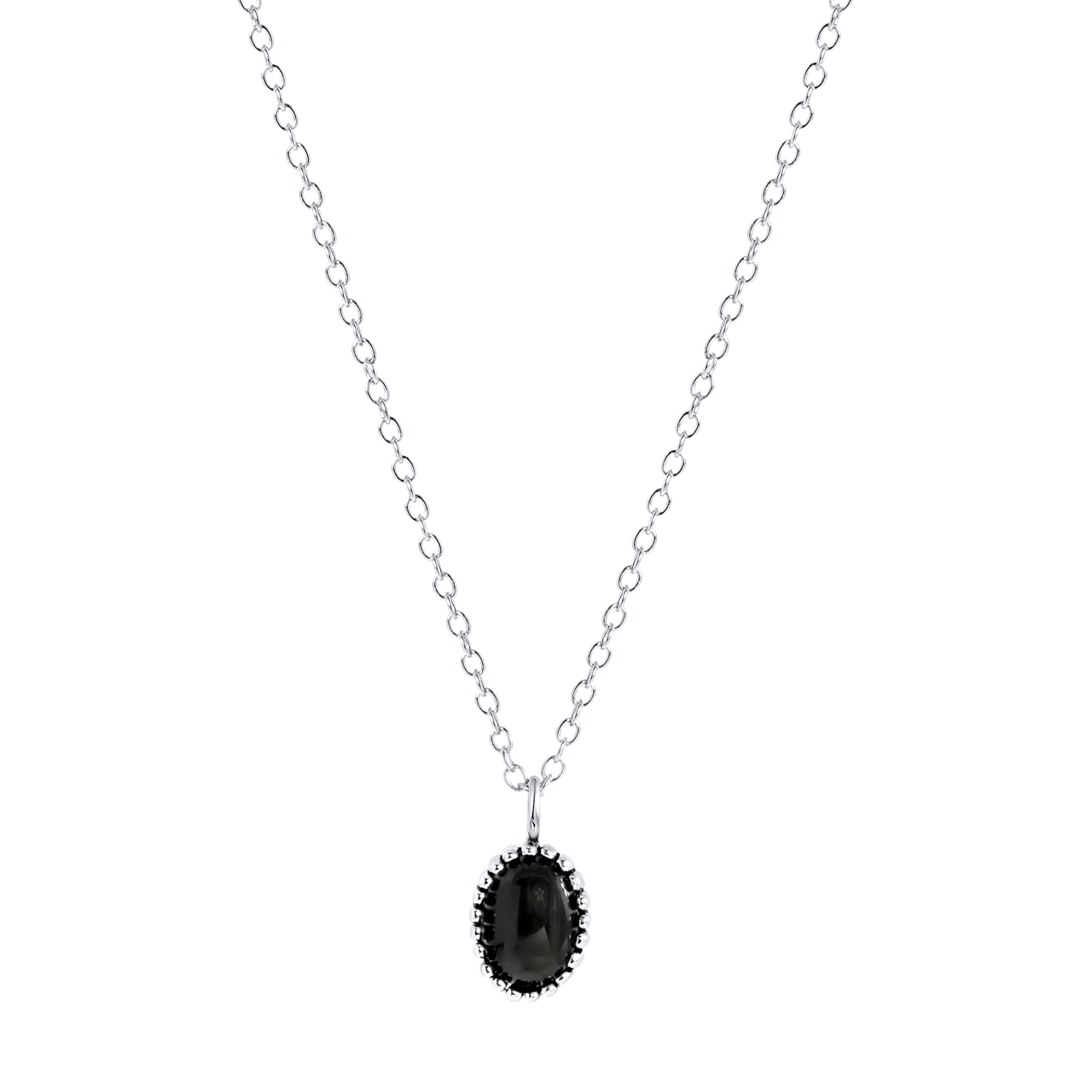 Zilveren ketting met hanger Gemstone black onyx