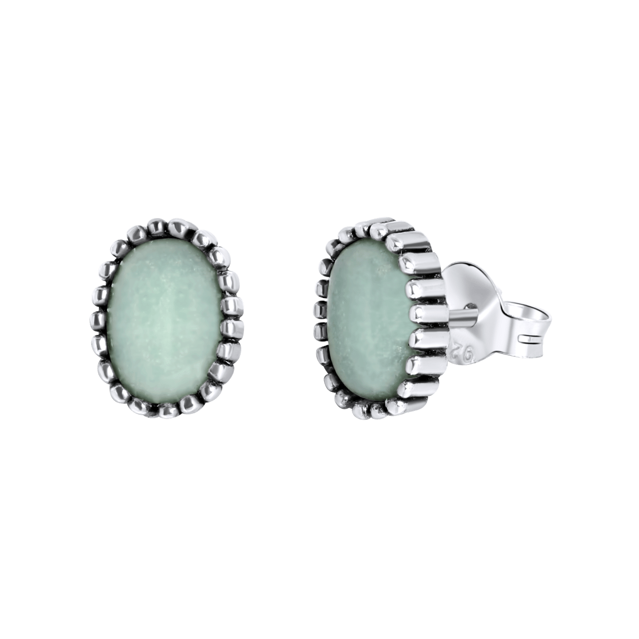 Zilveren oorknoppen met Gemstone amazonite