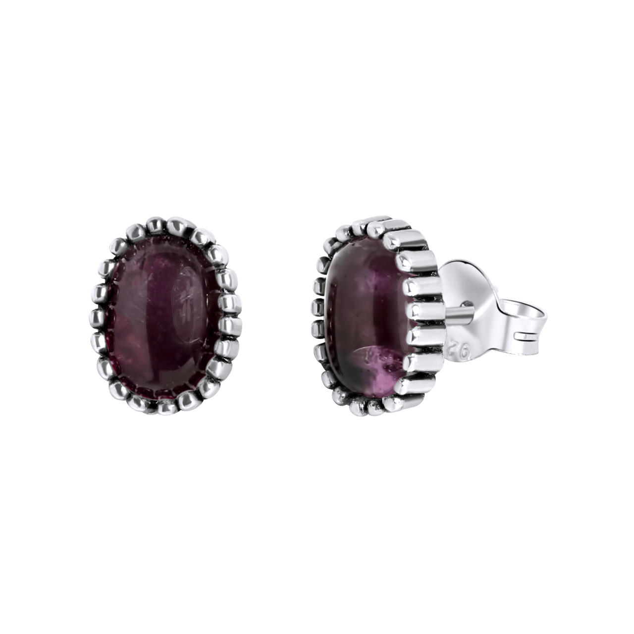 Zilveren oorknoppen met Gemstone amethyst