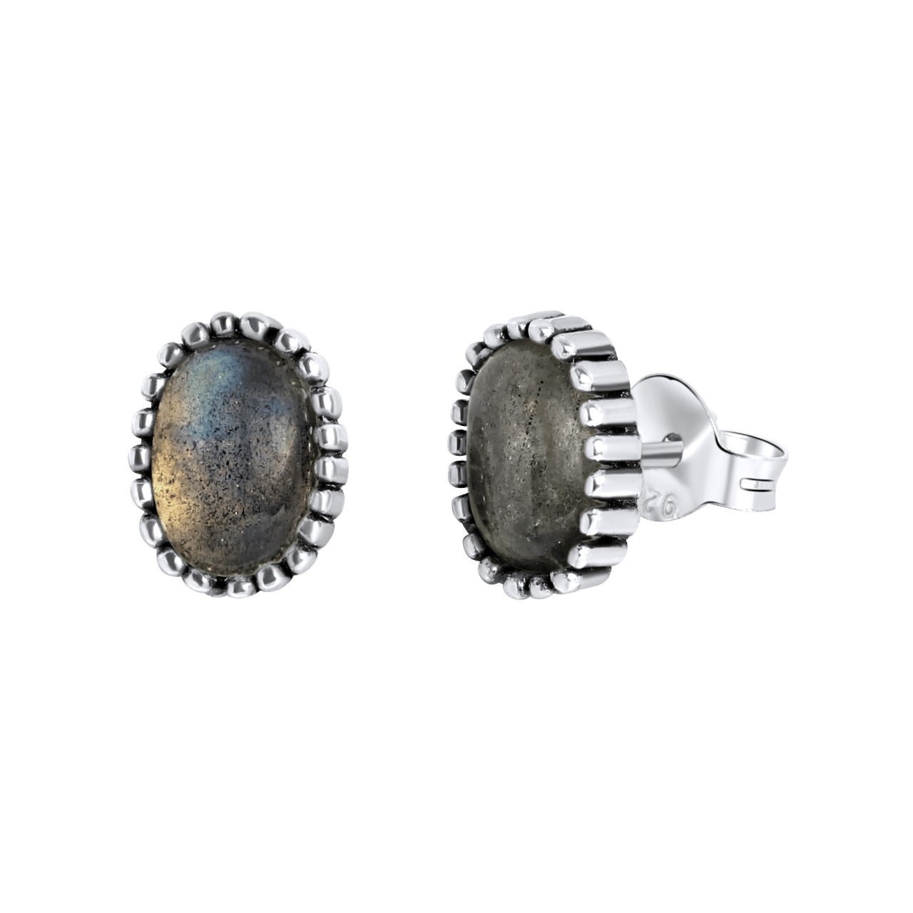 Zilveren oorknoppen met Gemstone labradorite