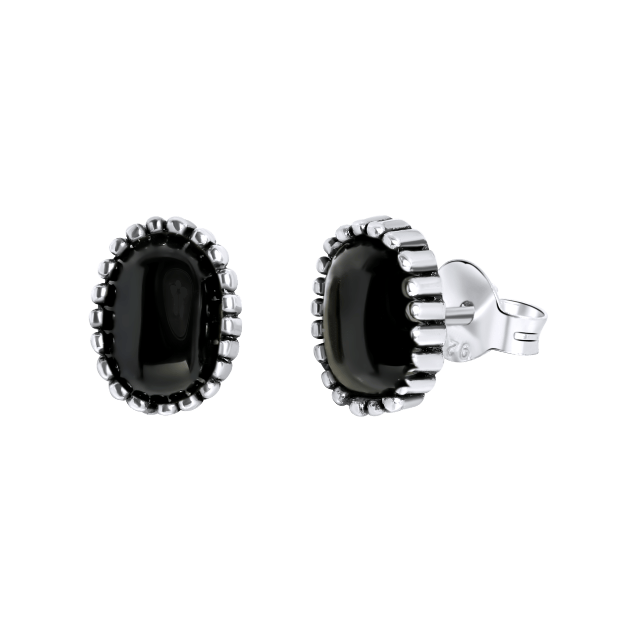 Zilveren oorknoppen met Gemstone black onyx