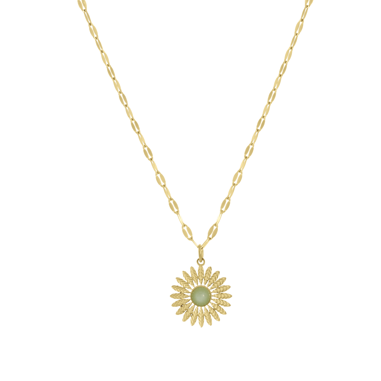 Stalen 14 karaat goldplated ketting zon