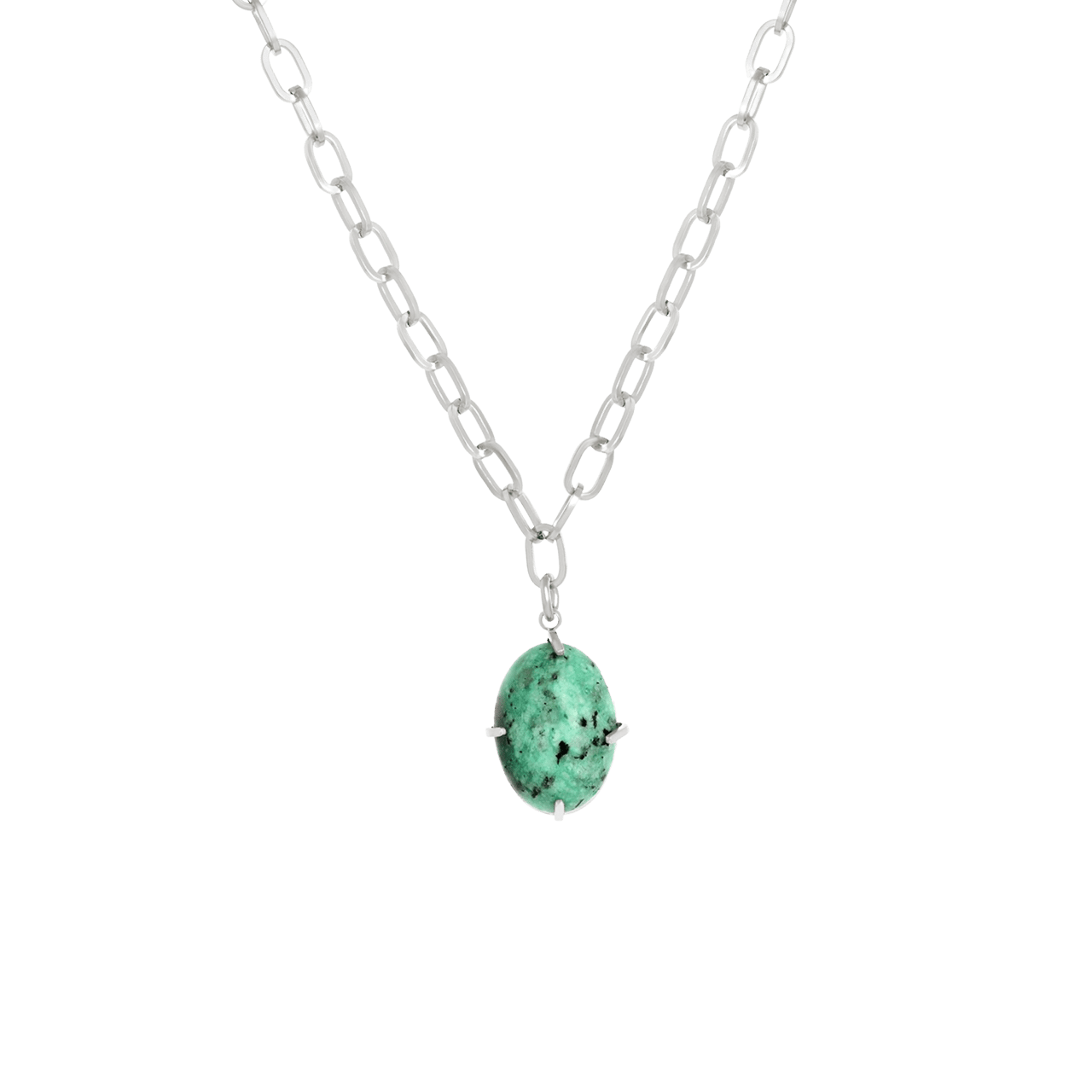 Stalen ketting met ovale hanger