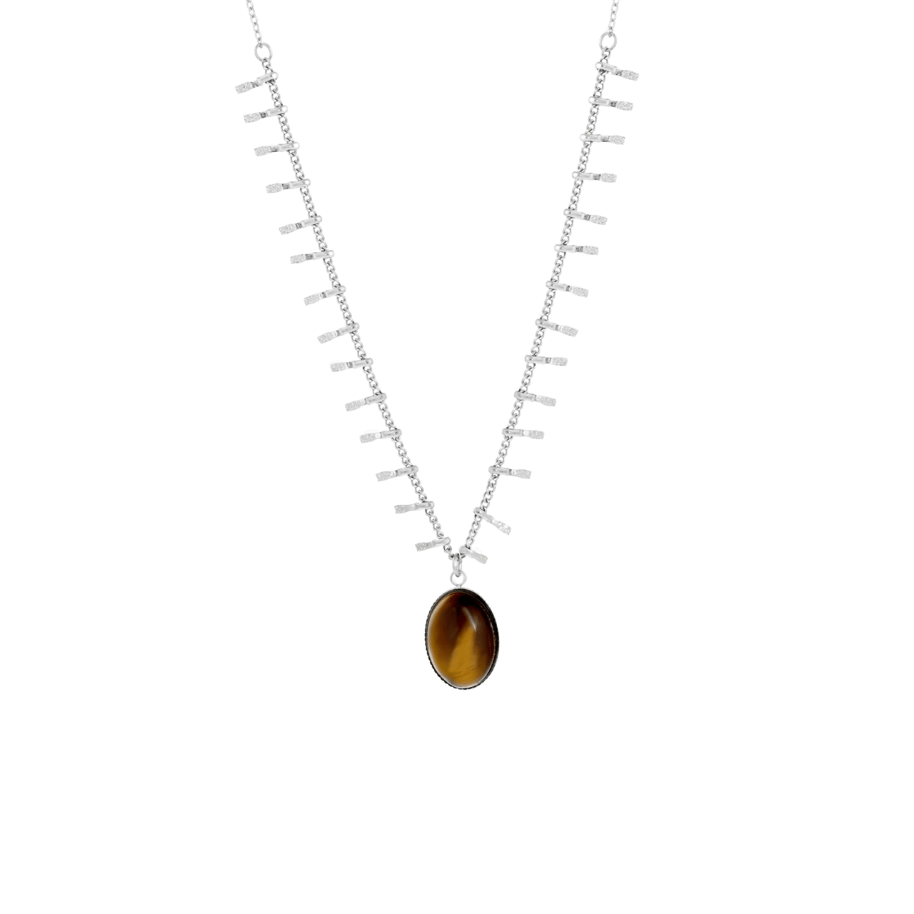 Stainless steel ketting met ovale hanger