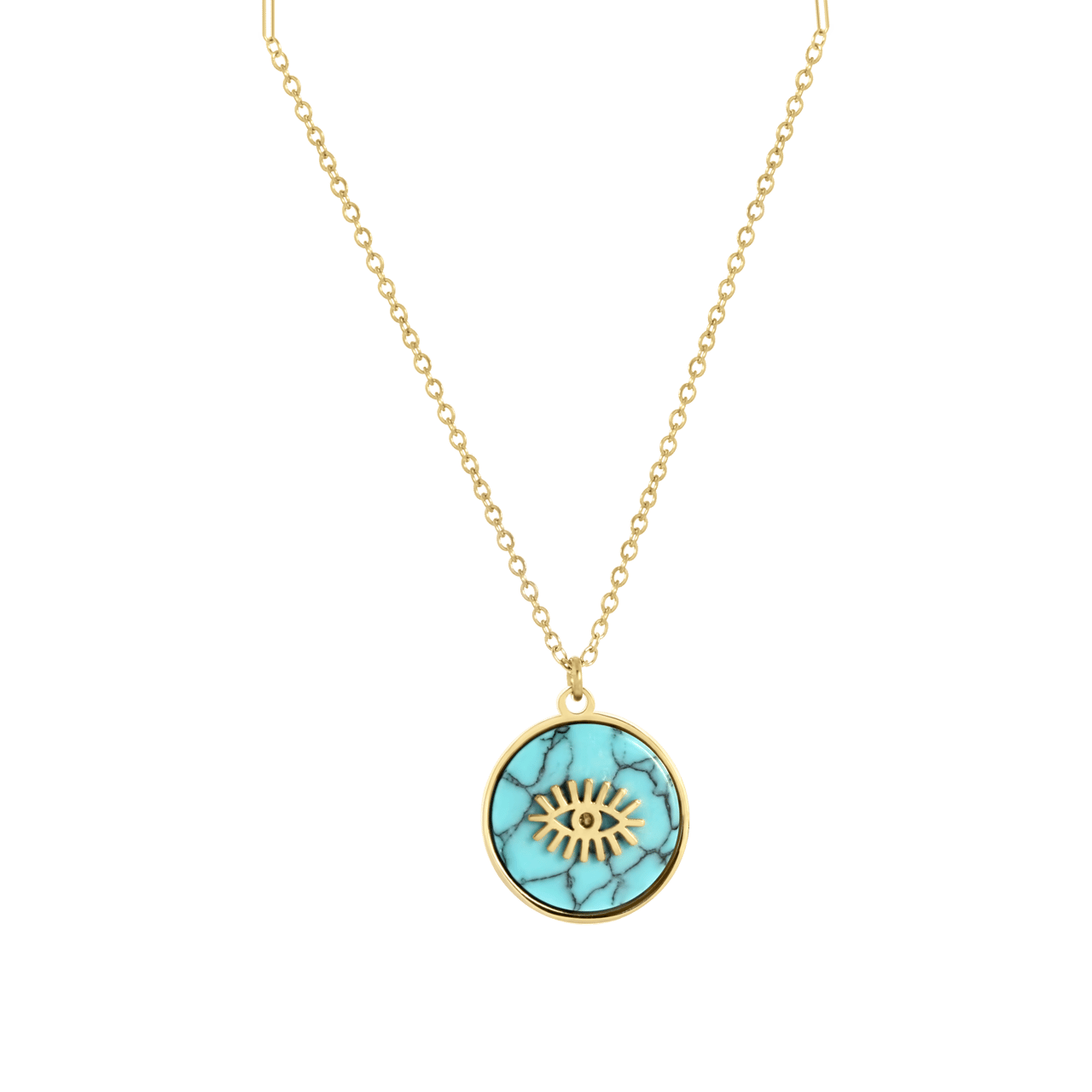 Stainless steel goldplated ketting met hanger munt voor dames