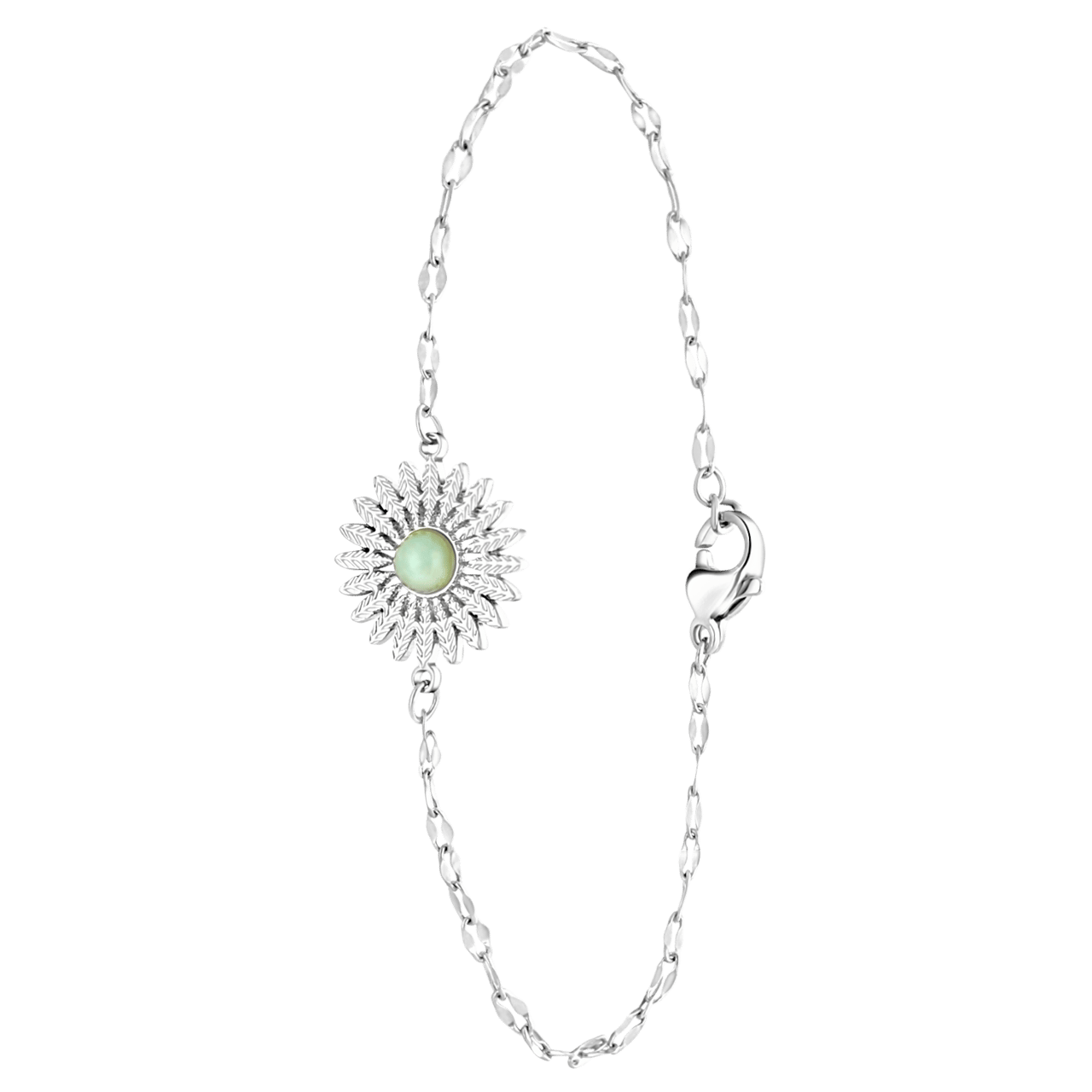 Stainless steel goldplated fantasiearmband met munt met natuursteen voor dames