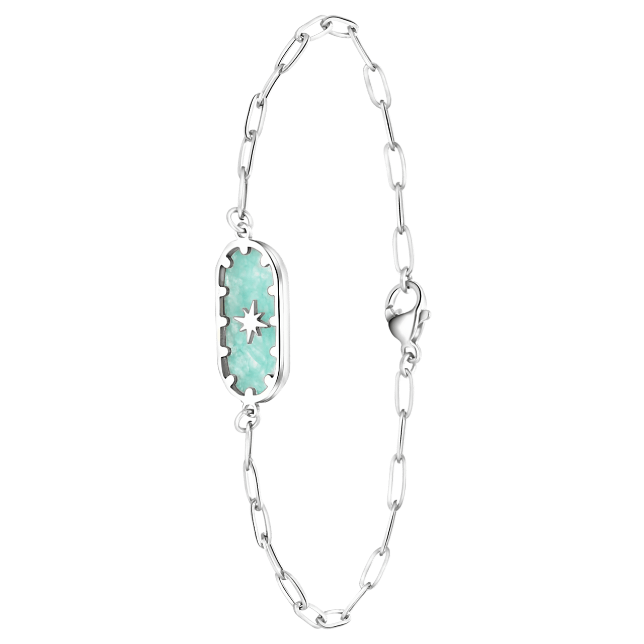 Stalen armband blauwe hanger