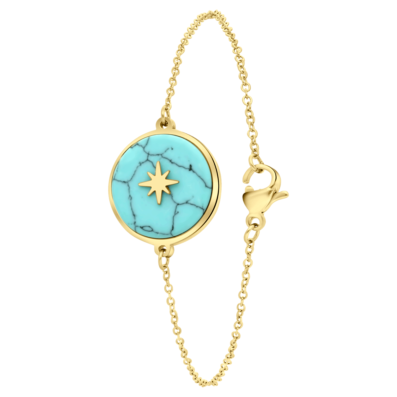 Stalen goldplated fantasiearmband met hanger met natuursteen voor dames