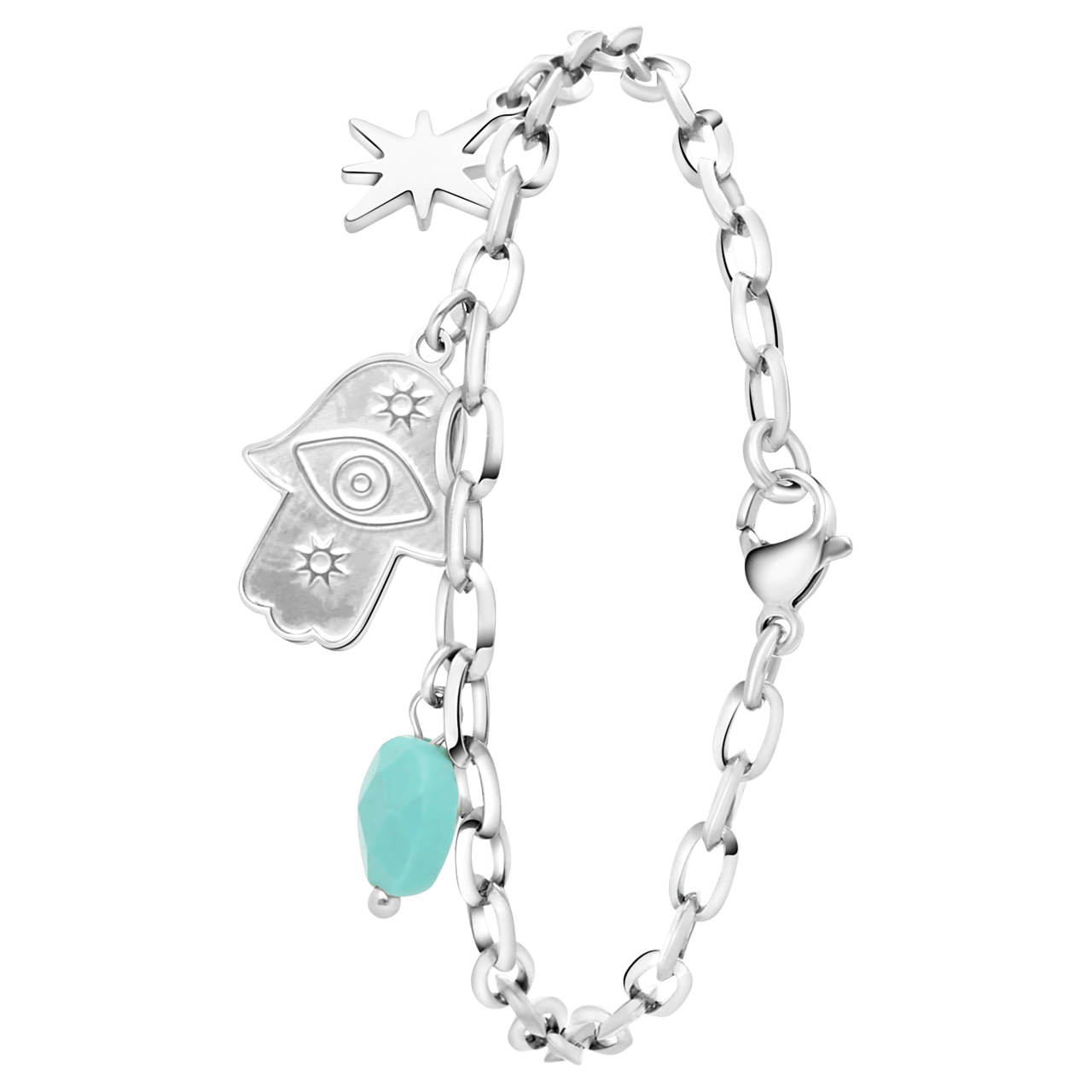 Stainless steel armband ronde bedel