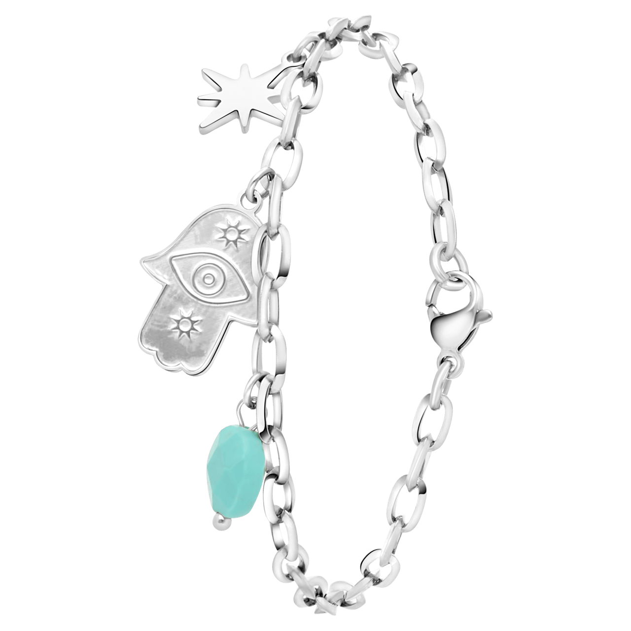 Stalen armband ronde bedel