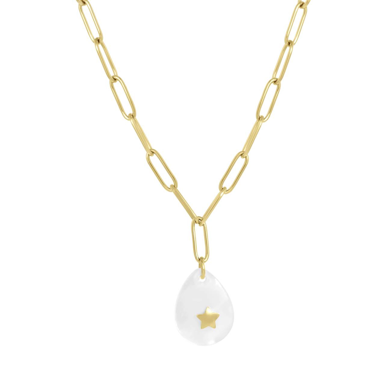 Stalen goldplated ketting met hanger voor dames