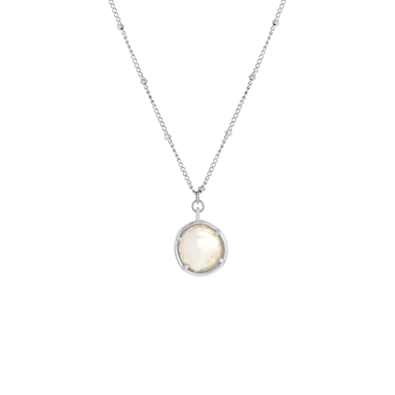 Stalen ketting met parel