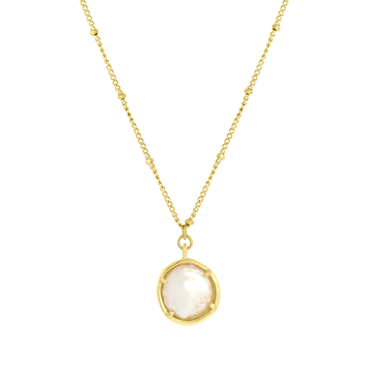 Stainless steel 14 karaat goldplated ketting met parel