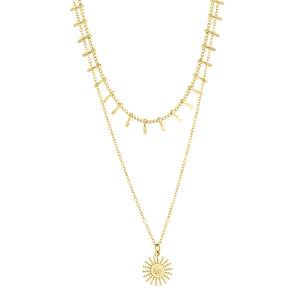 Stalen goldplated ketting met hanger voor dames