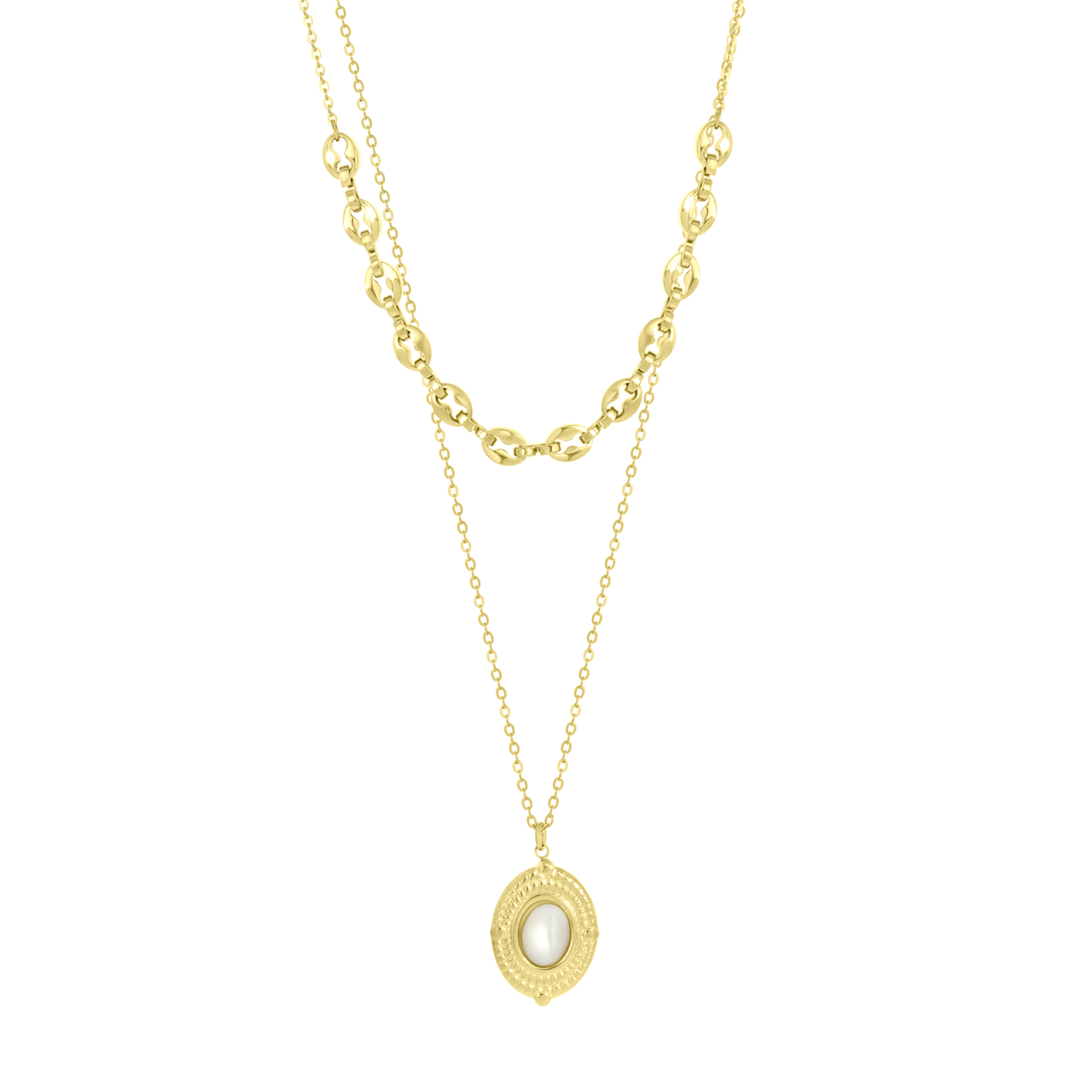 Stalen goldplated ketting met hanger voor dames