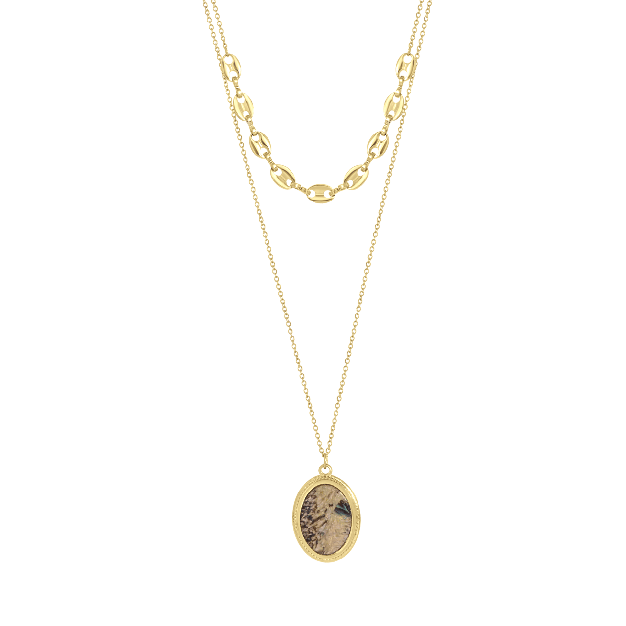Stainless steel 14 karaat goldplated ketting met hanger