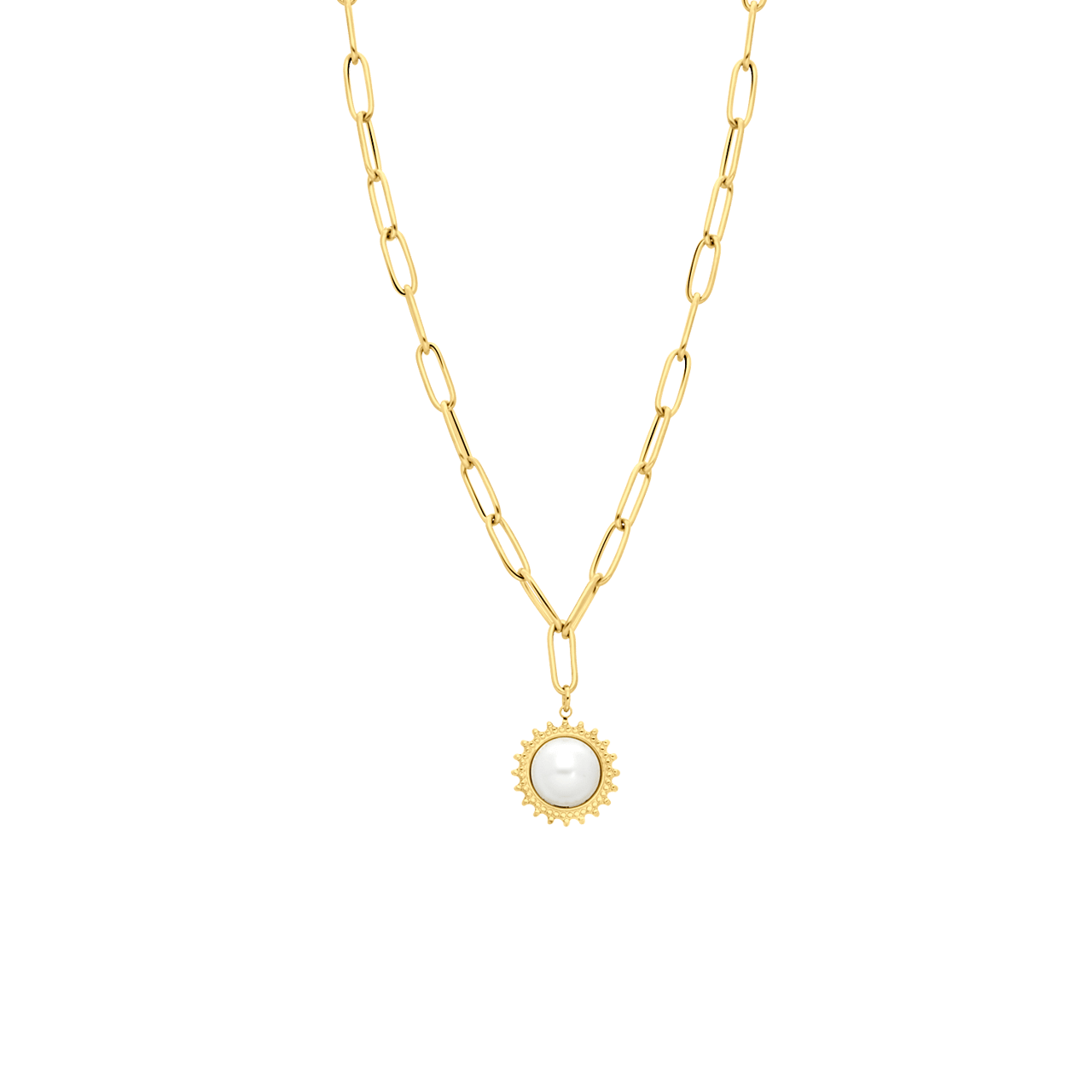 Stalen goldplated ketting met hanger munt voor dames