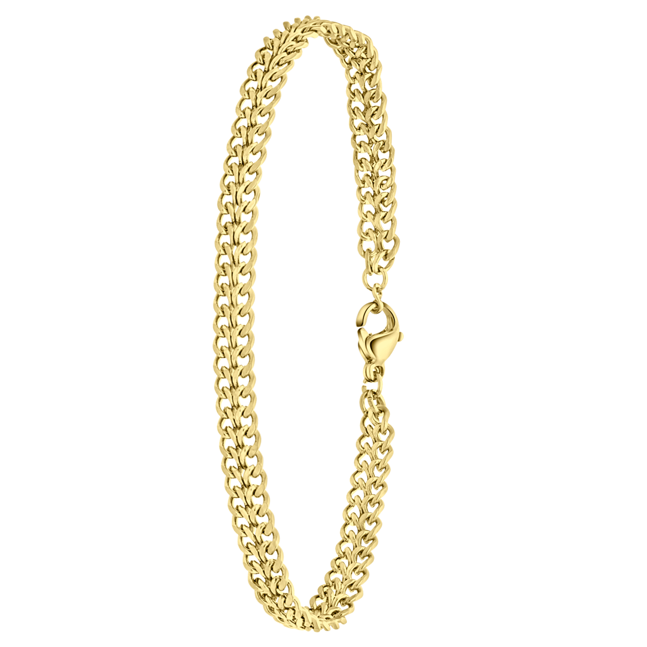 Stalen goldplated schakelarmband voor dames