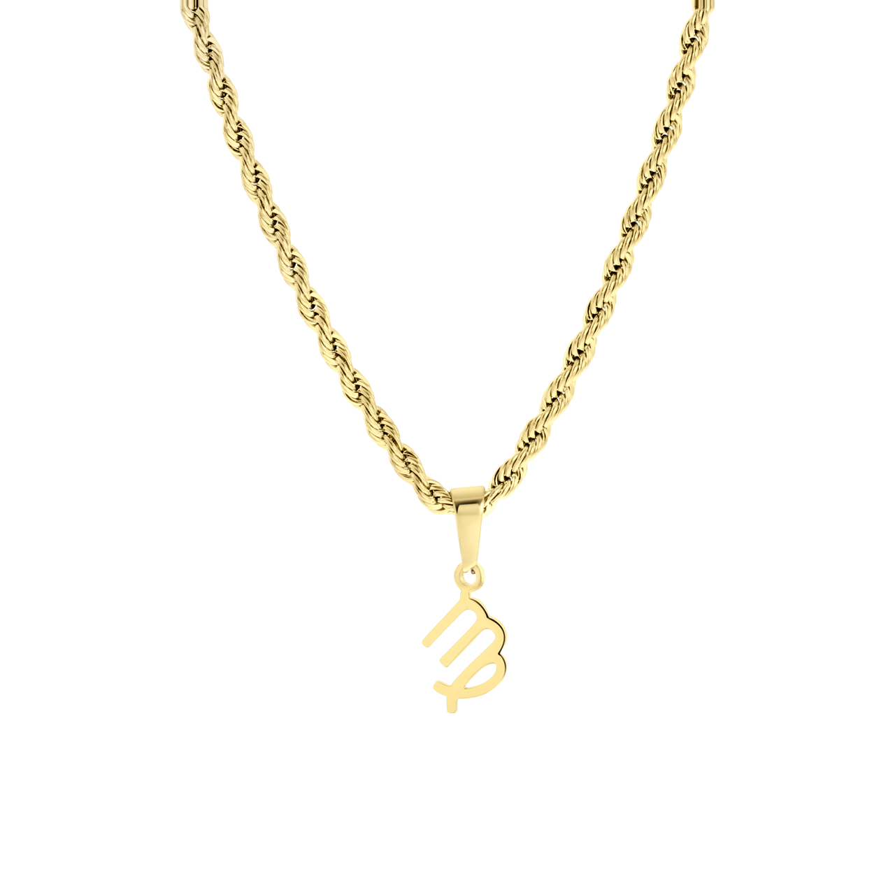 Stainless steel goldplated ketting&hanger sterrenbeeld