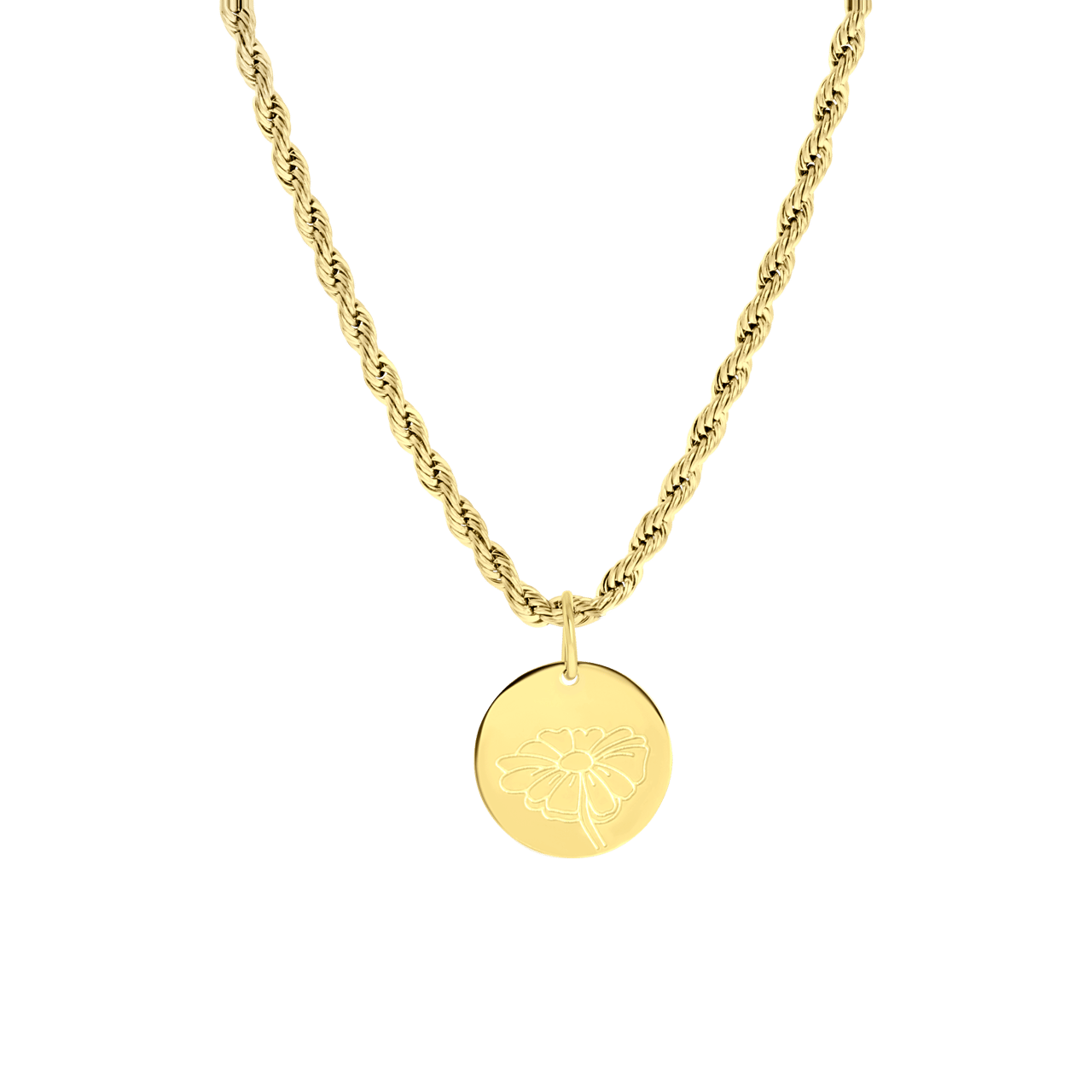 Stalen goldplated ketting met hanger munt voor dames