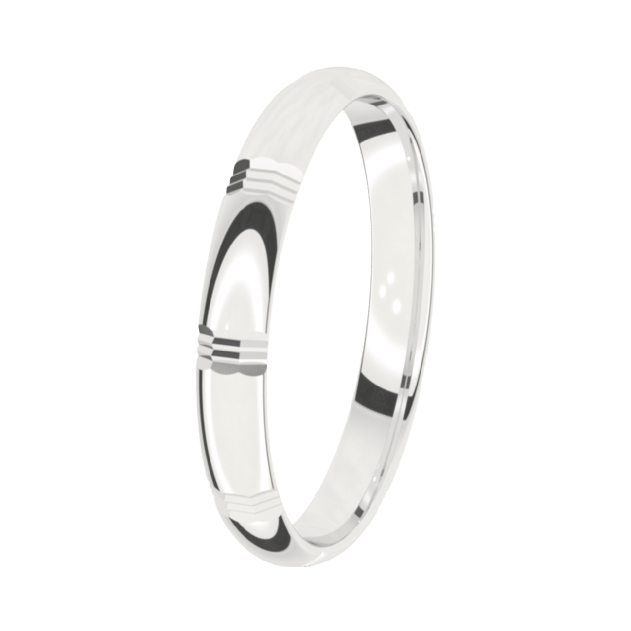 Trauring für Herren, 585 Weißgold, 3 mm, Hortensia