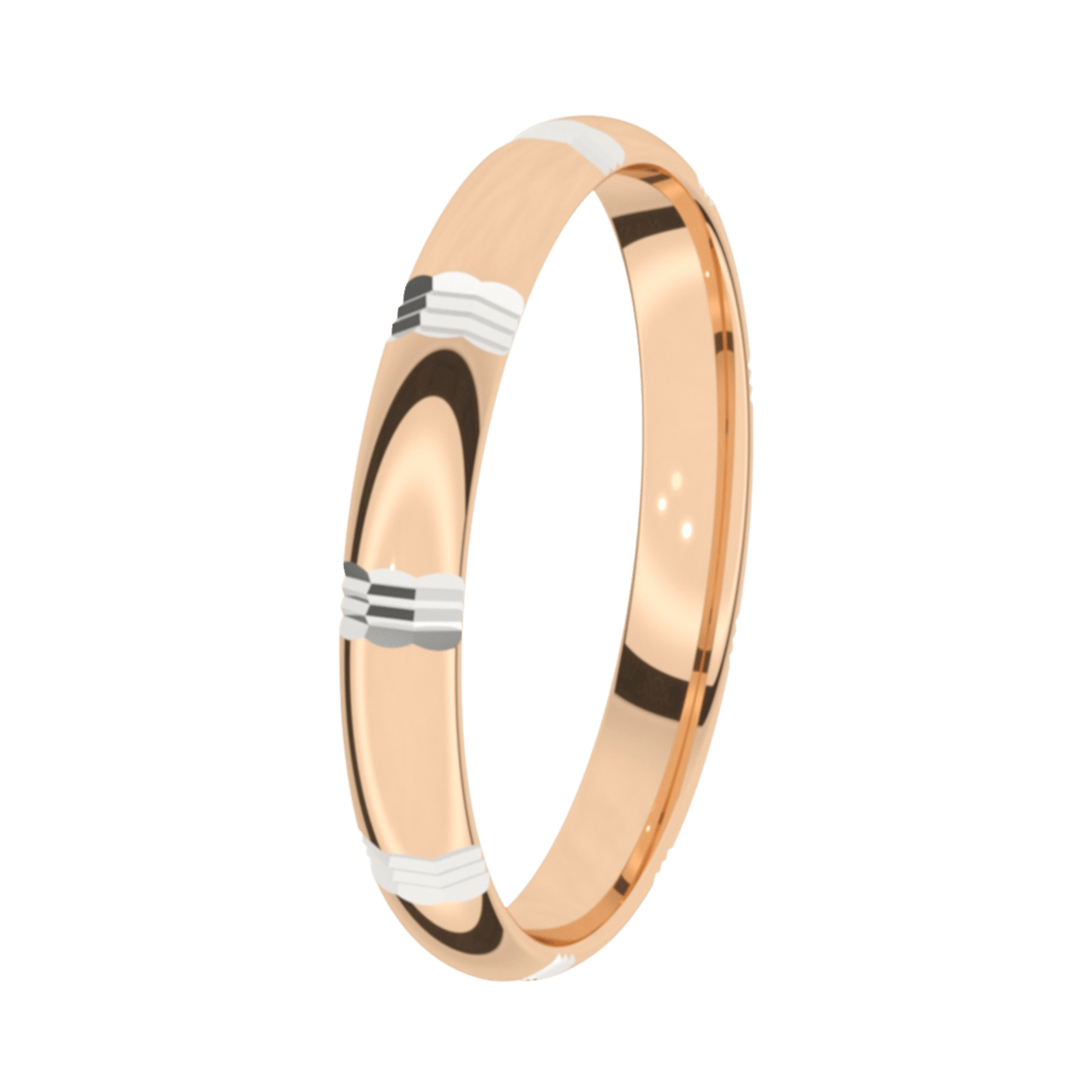 Trauring für Herren, 375 Rot- und Weißgold, 3 mm, Hortensie