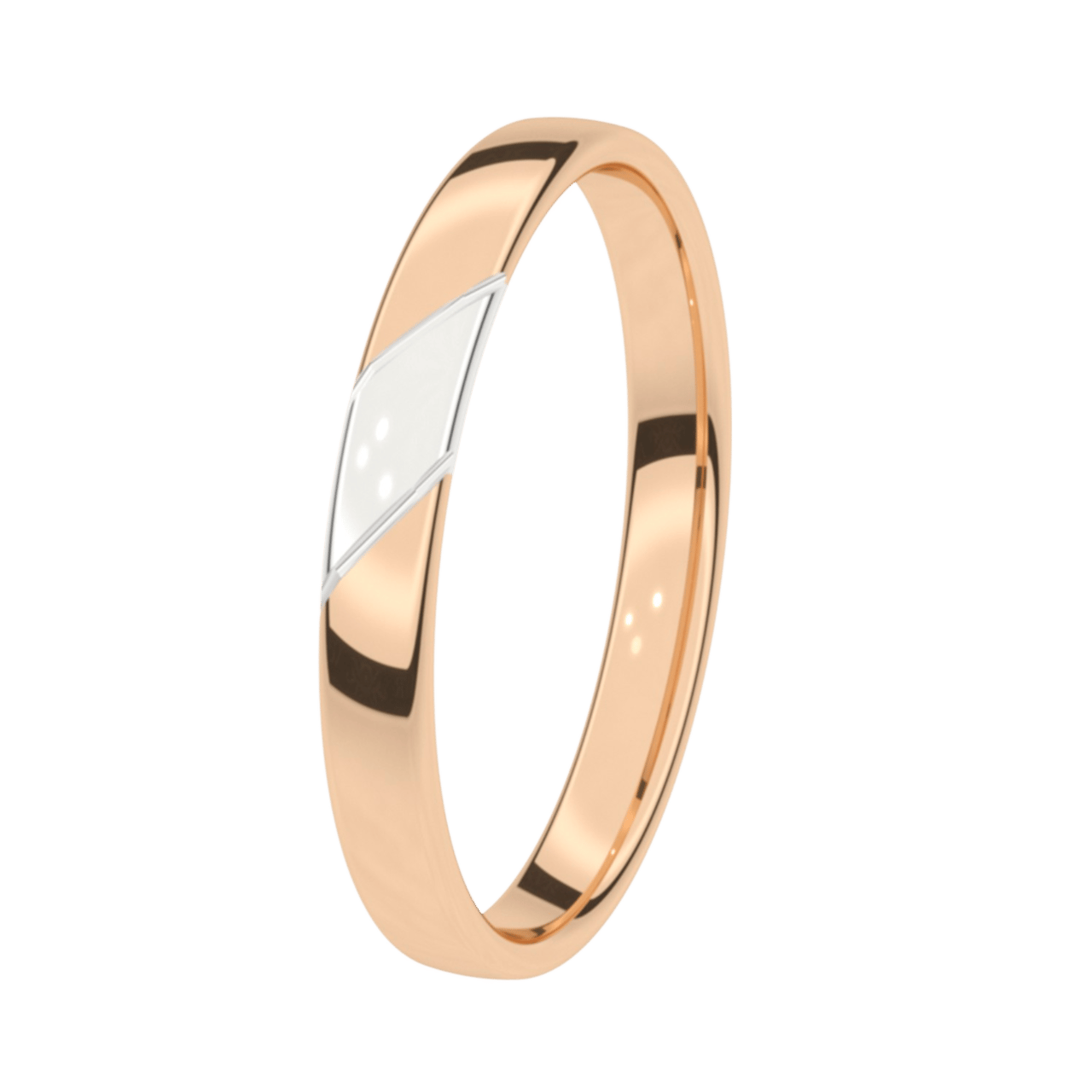 Trauring für Herren, 585 Rot- und Weißgold, 3 mm, Jasmin
