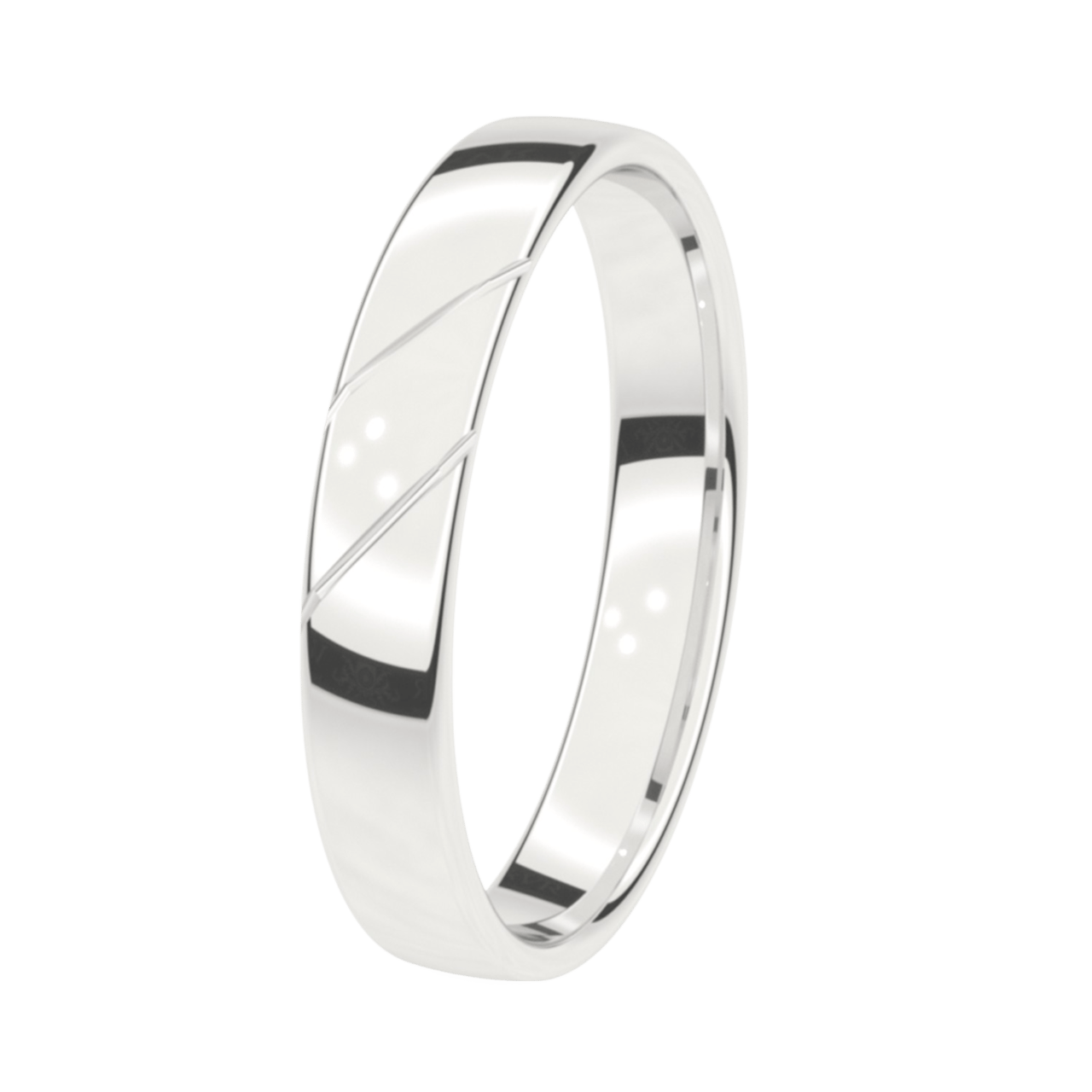 Trauring für Herren, 585 Weißgold, 4 mm, Jasmin