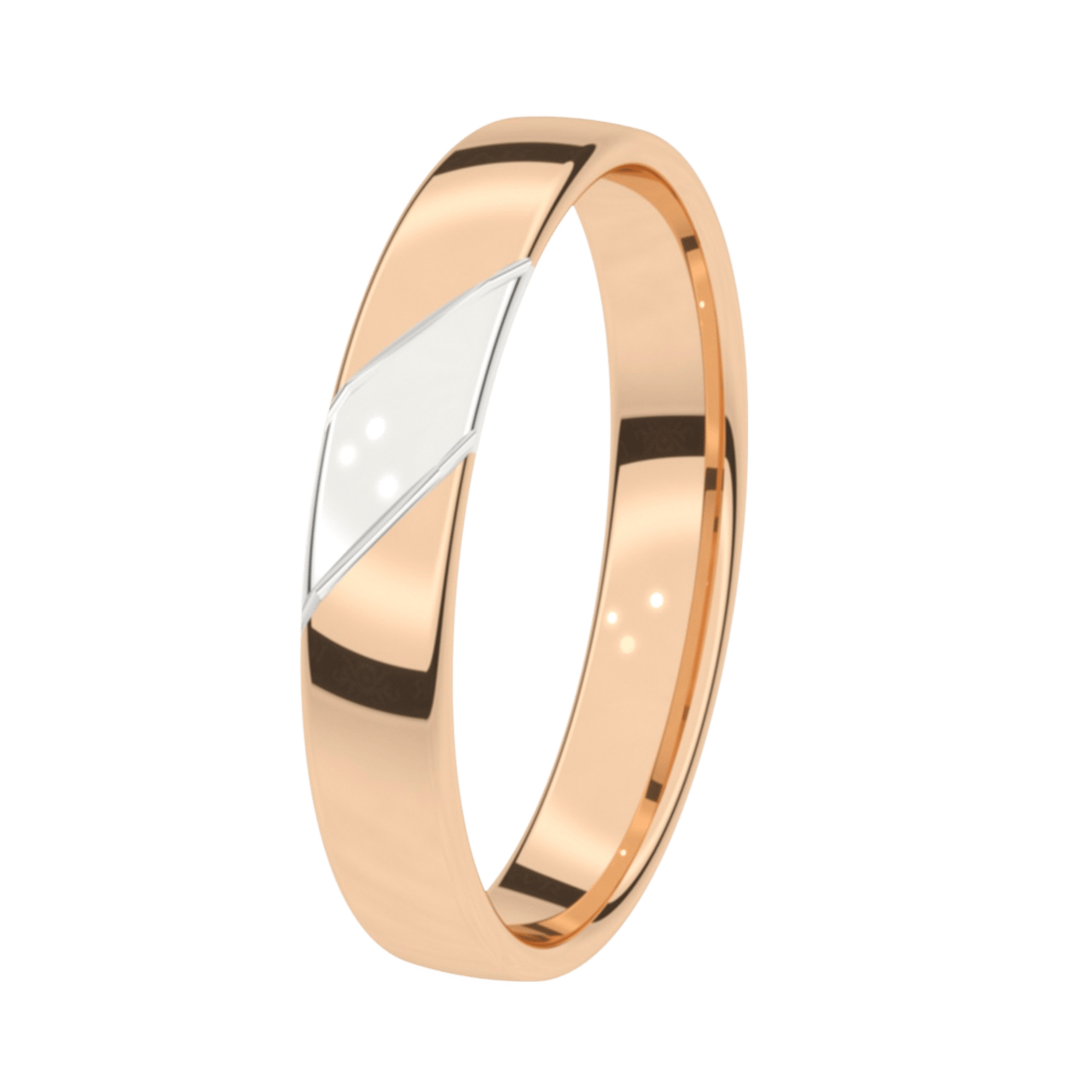 Trauring für Herren, 585 Rot- und Weißgold, 4 mm, Jasmin