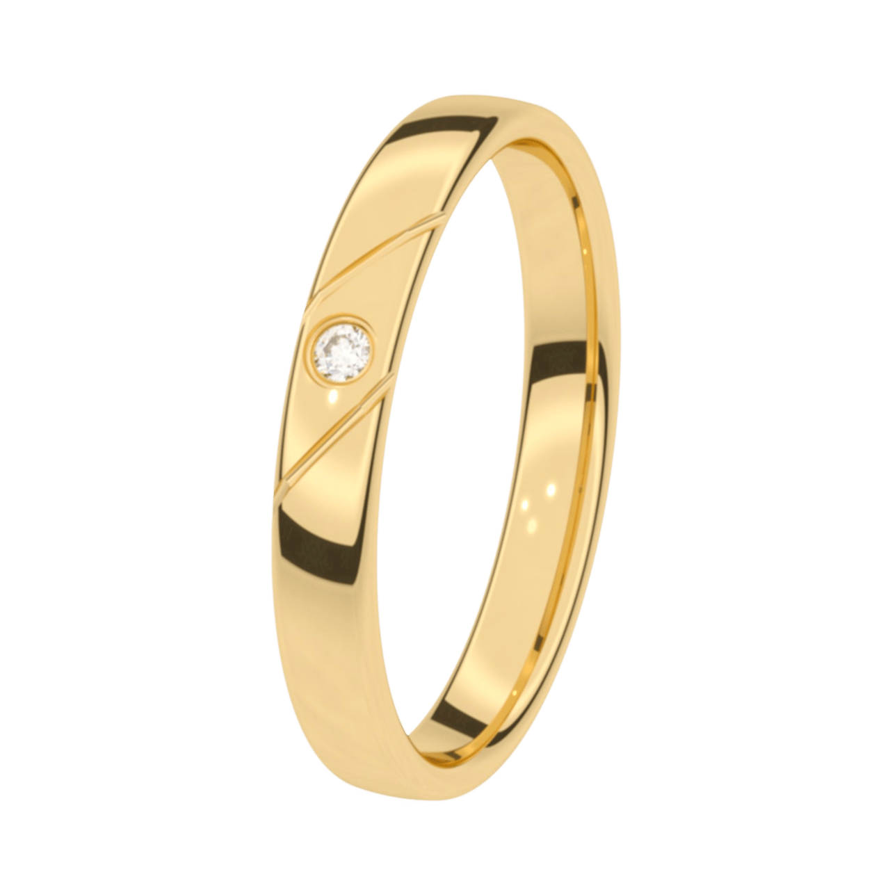 Trauring, 585 Gelbgold, Diamant, 3 mm, Jasmin
