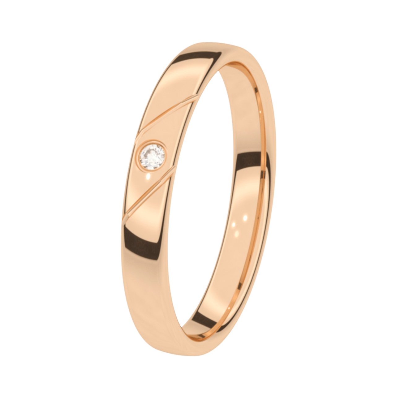 Trauring, 585 Rotgold, Diamant, 3 mm, Jasmin