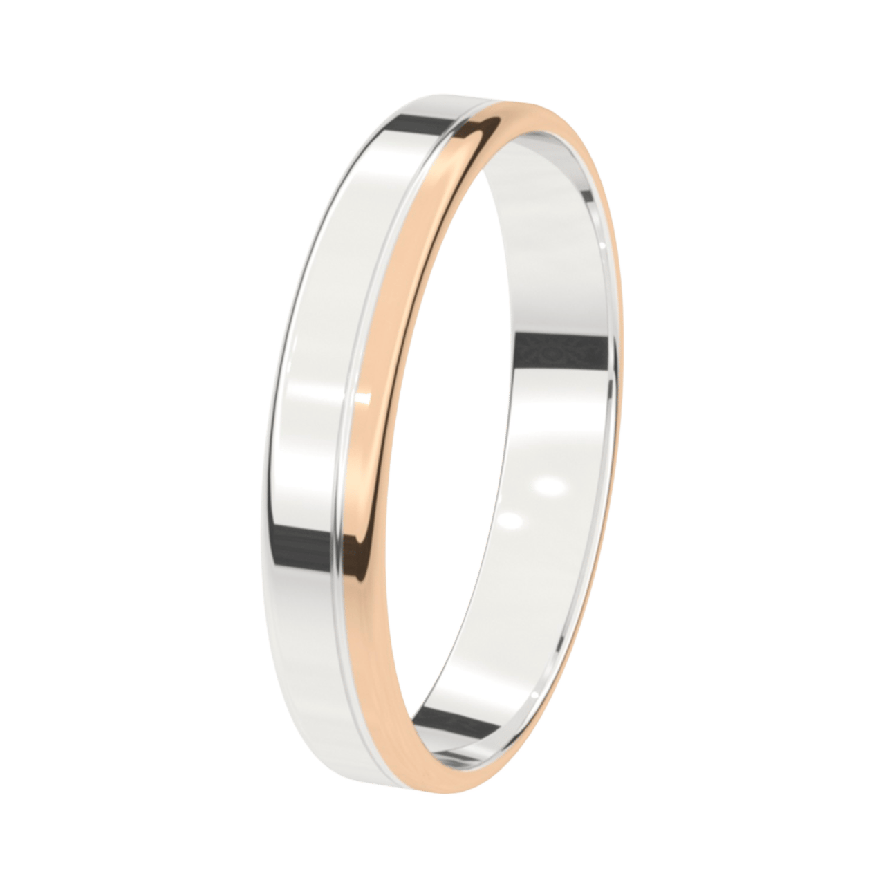Trauring für Damen, 585 Weiß- und Rotgold, 4 mm, Flieder