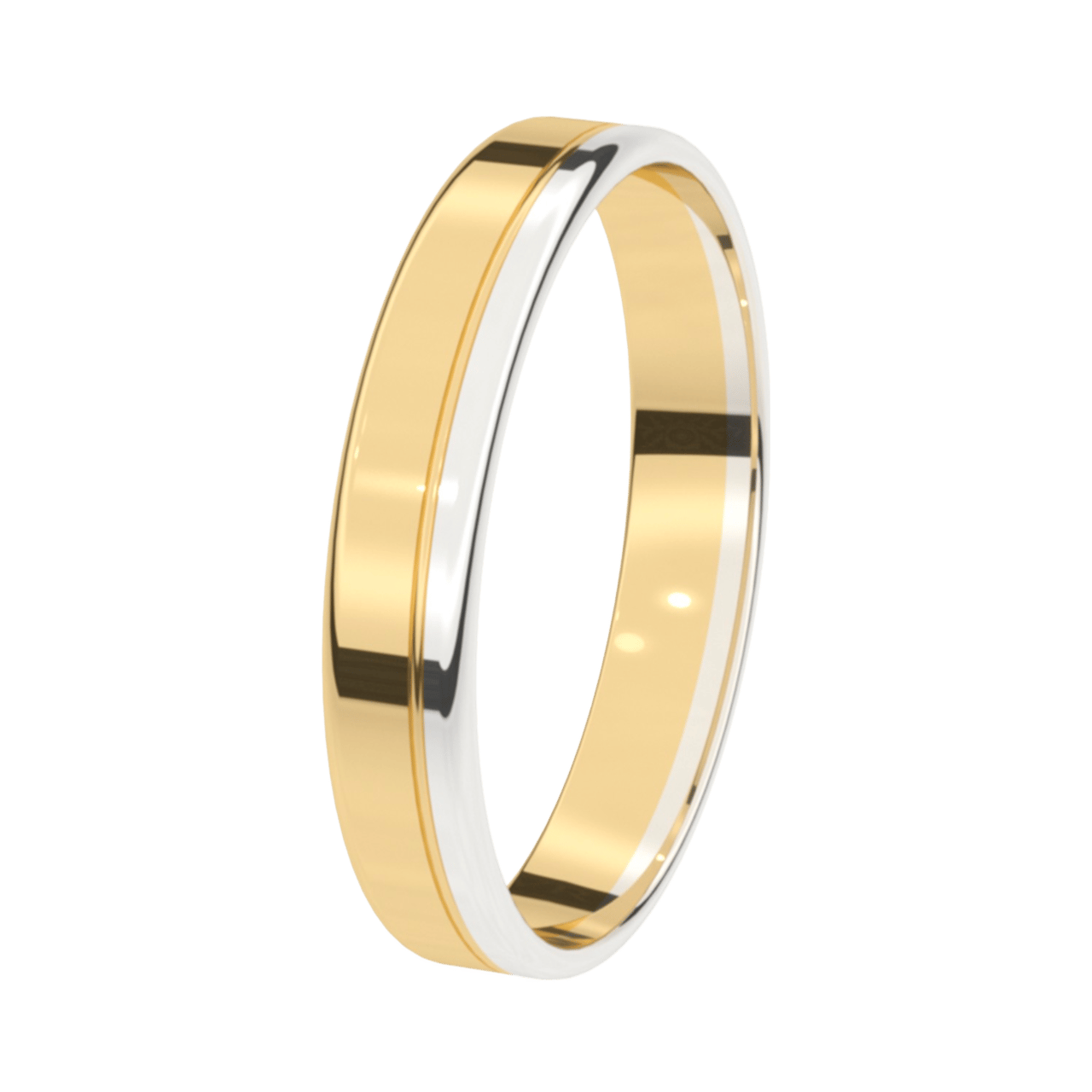 9K geel witte trouwring Heren 4mm Sering