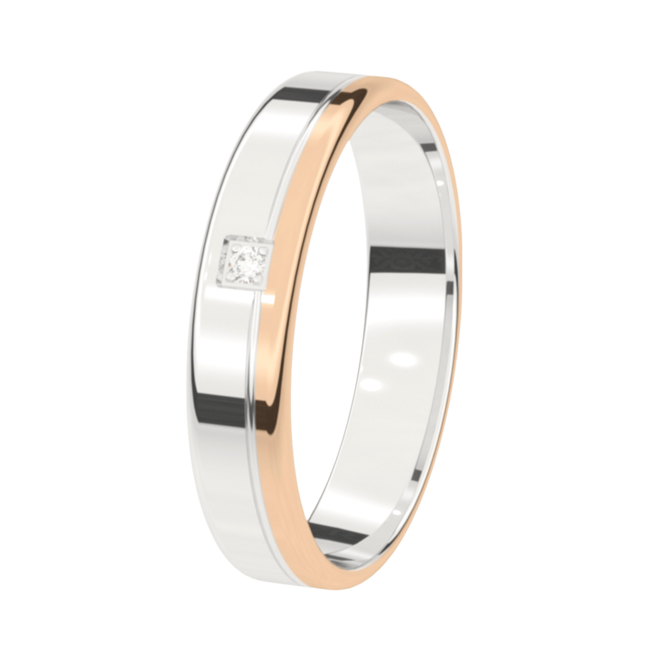 Trauring, 585 Weiß- und Rotgold, Diamant, 4 mm, Flieder